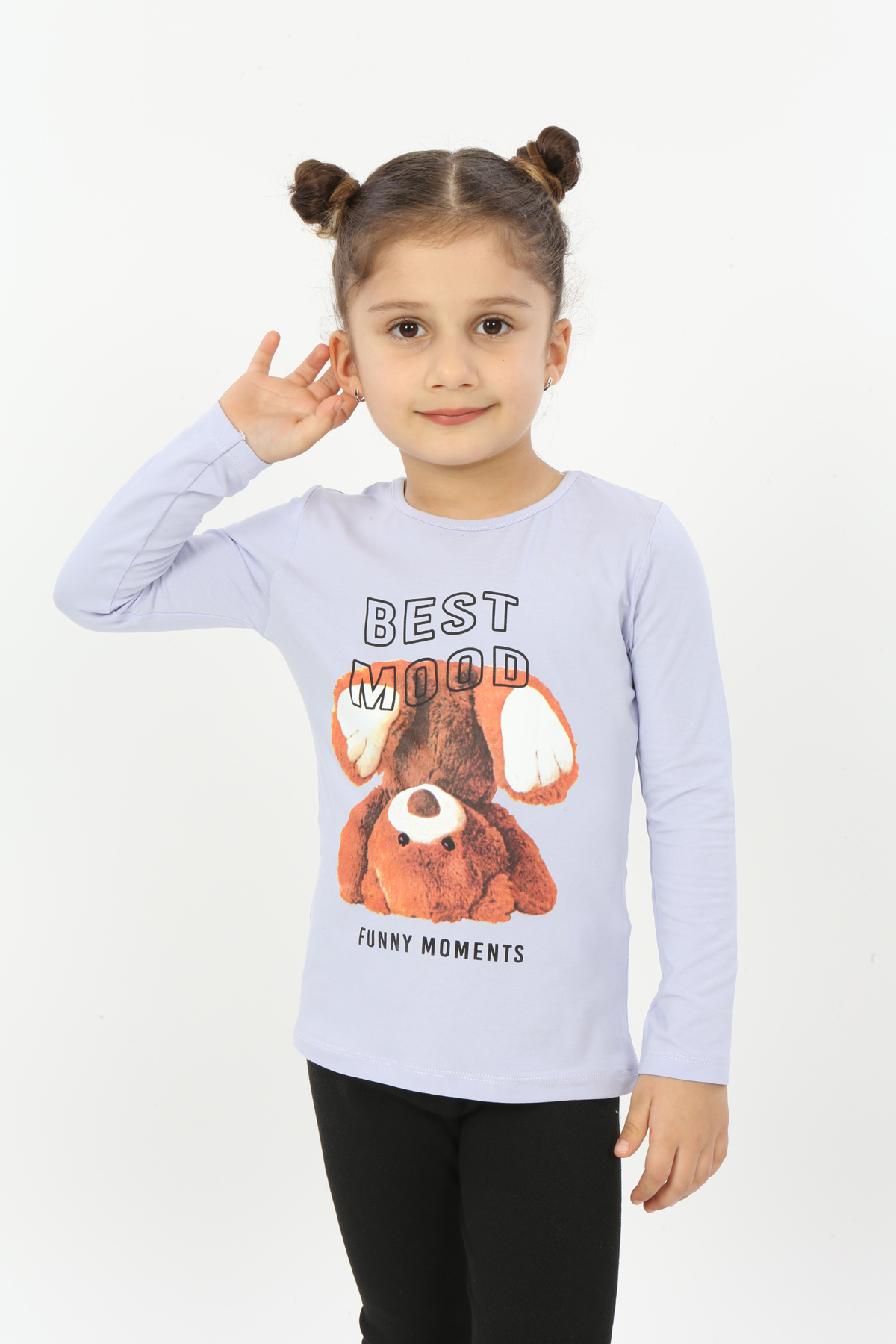 Toontoy Kız Çocuk Best Mood Ayıcık Baskılı Tişört