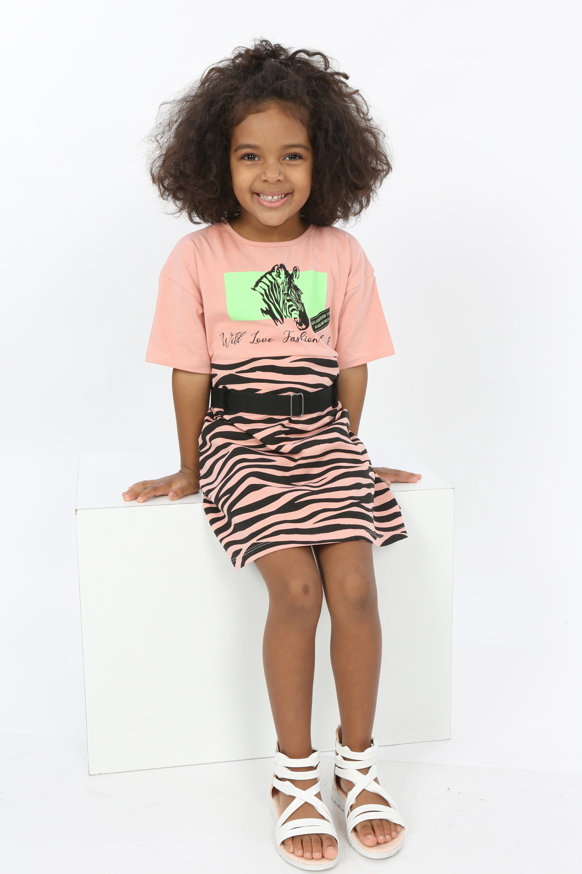 Toontoy Kız Çocuk Zebra Baskılı Elbise