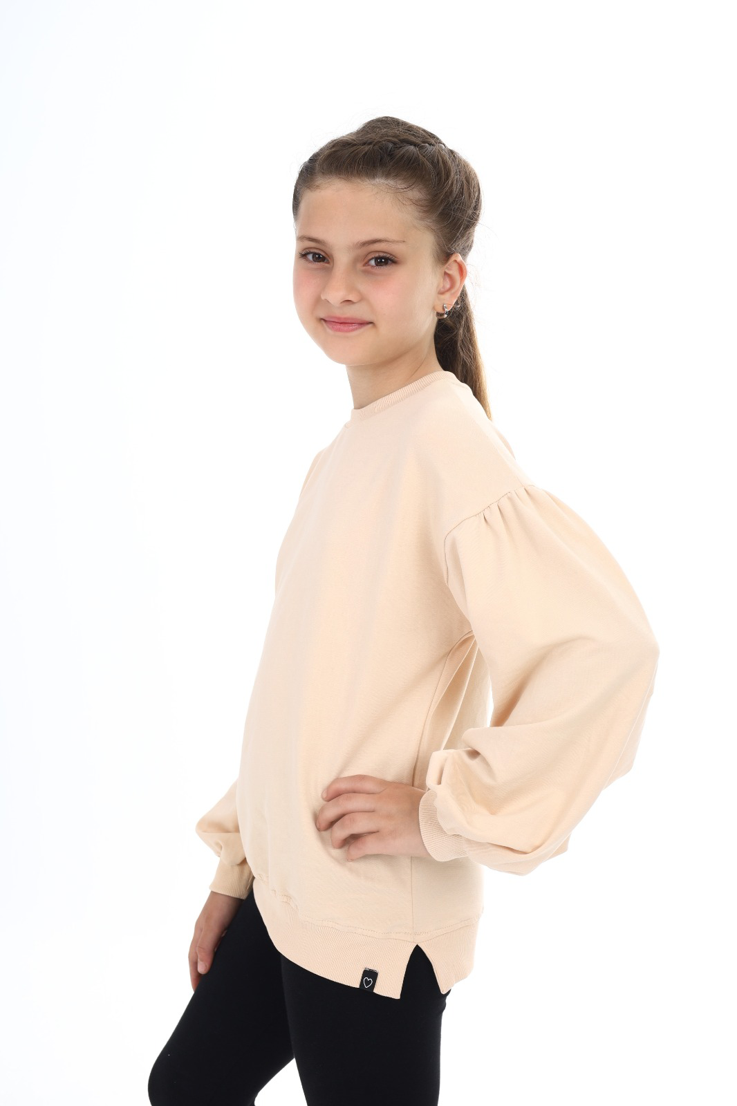 Toontoy Kız Çocuk Kolları Balon Okul Sweatshirt