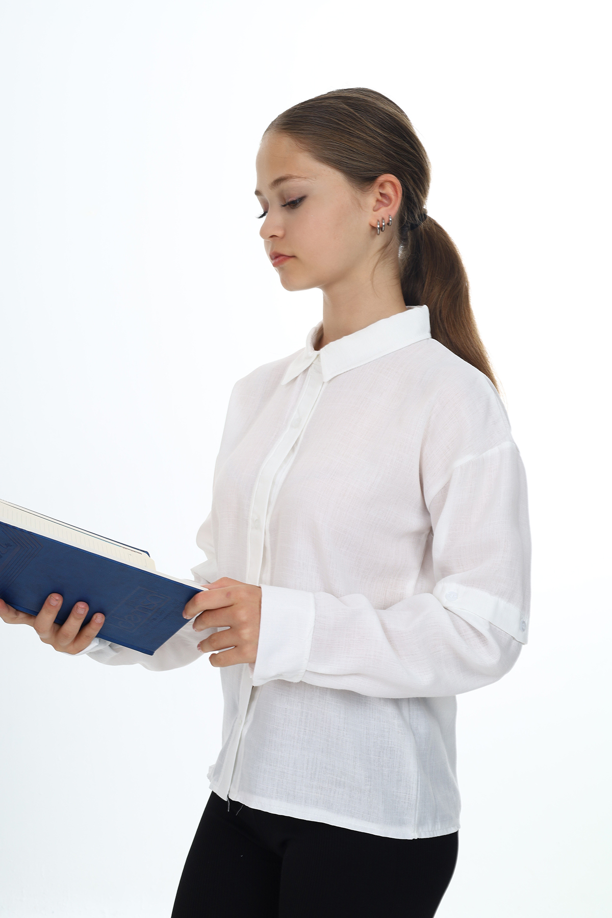 Toontoy Kız Çocuk Kolu Düğmeli Gömlek