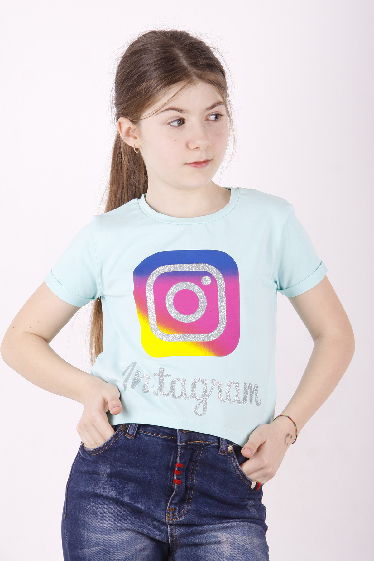 Toontoy Kız Çocuk Instagram Baskılı Tişört