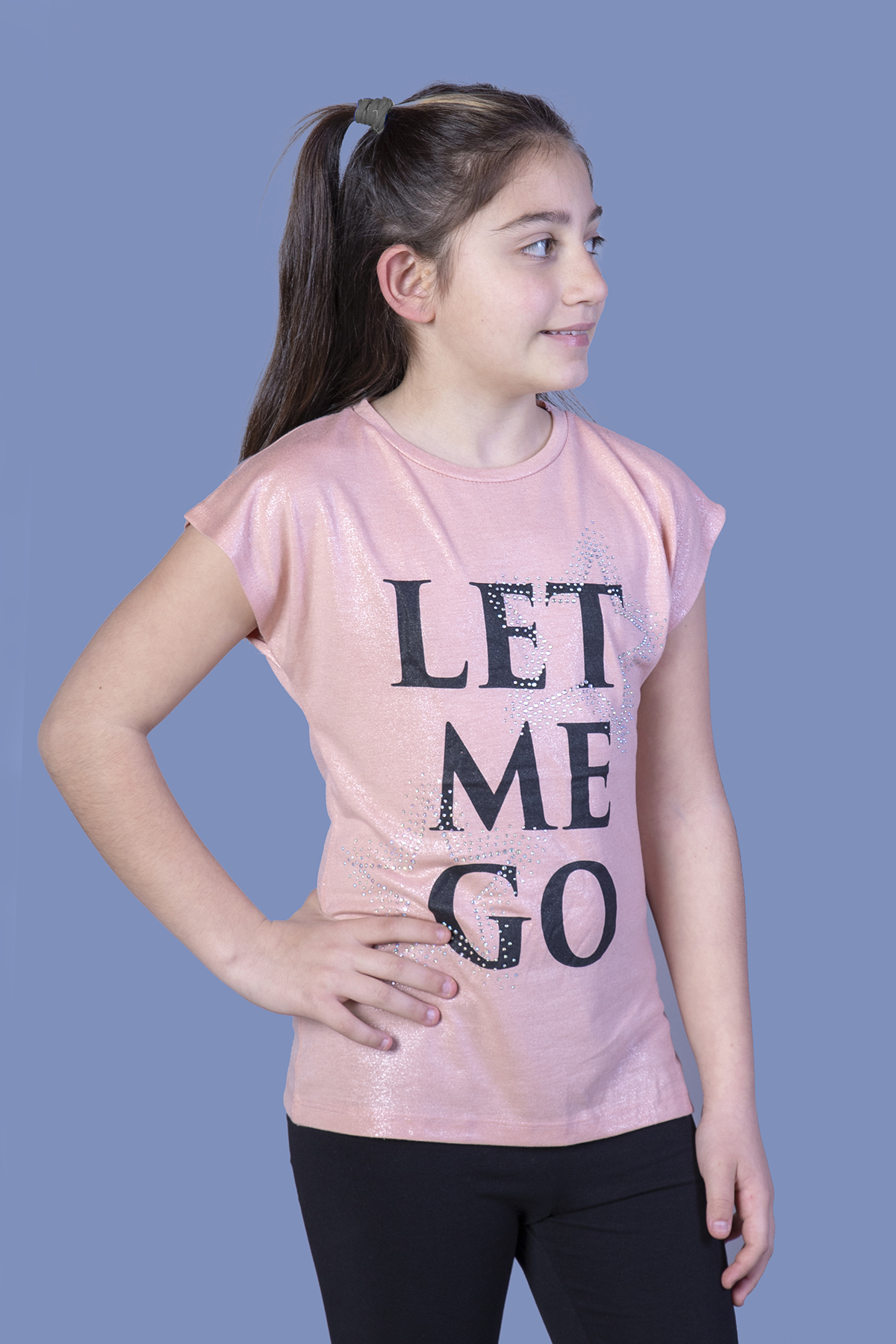 Toontoy Kız Çocuk Let Me Go Baskılı Tişört