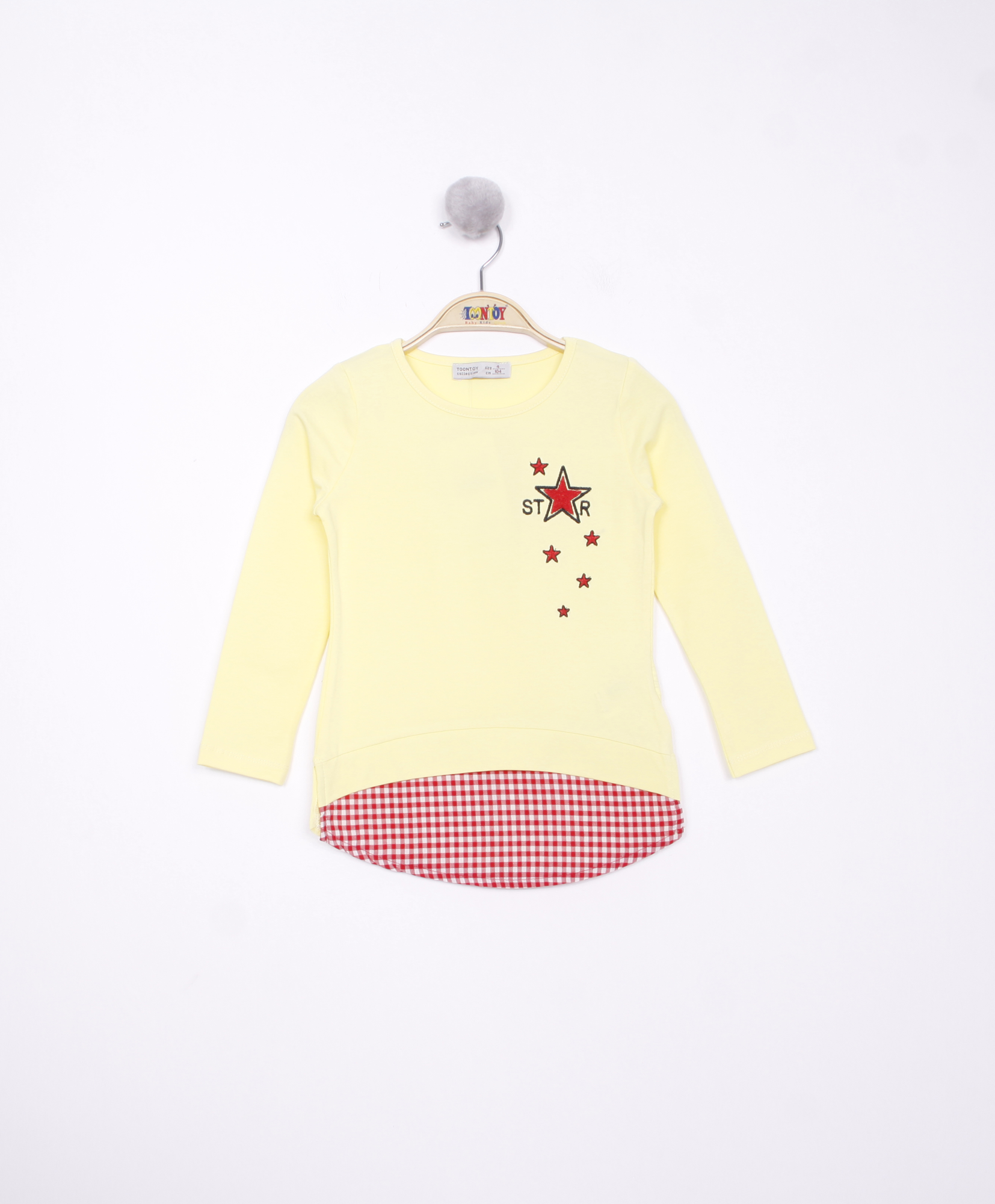 Toontoy Kız Çocuk Star Nakışlı Garnili Tişört