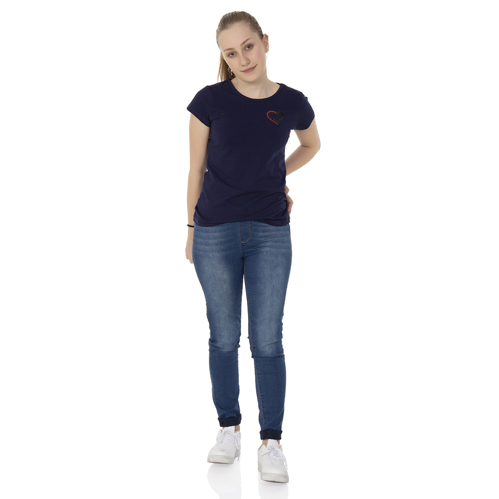 Toontoy  Kız Çocuk T-Shirt Kalp Nakışlı