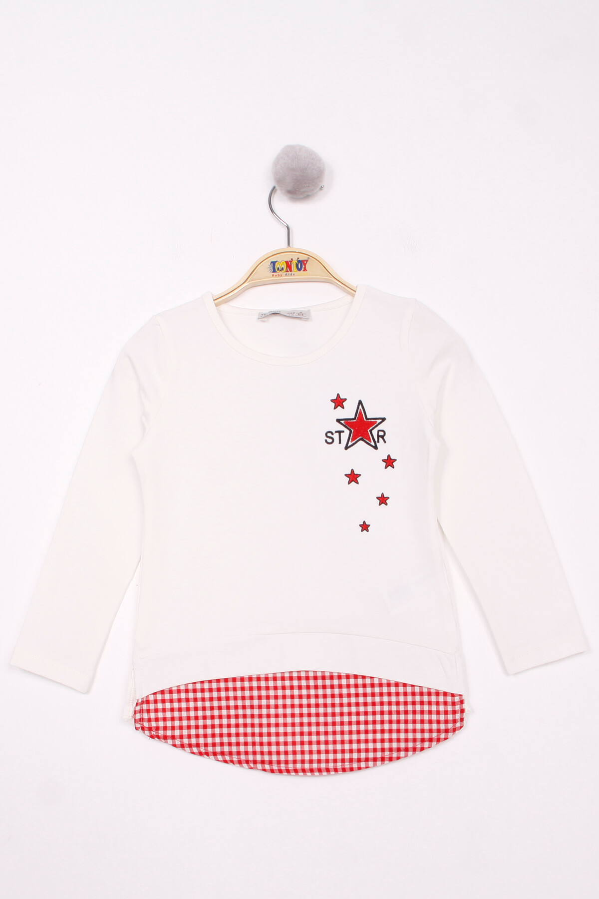 Toontoy Kız Çocuk Star Nakışlı Garnili Tişört