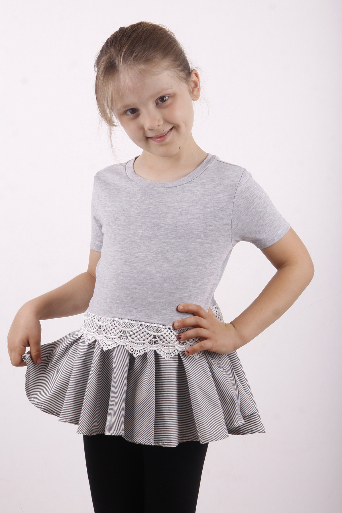 Toontoy Kız Çocuk Dantel Detaylı Garnili Elbise