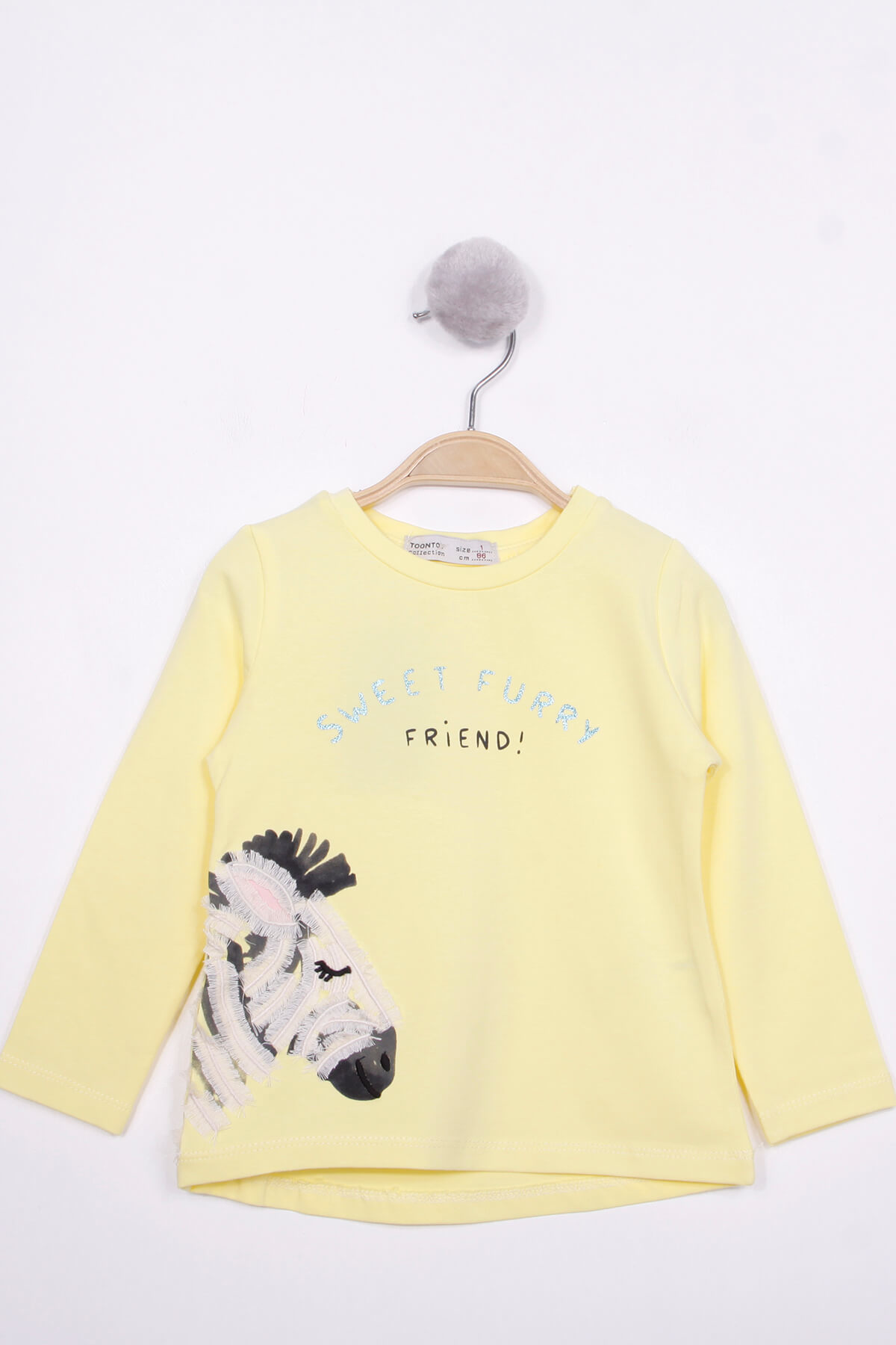 Toontoy Kız Çocuk Zebra Baskılı Nakışlı T-Shirt