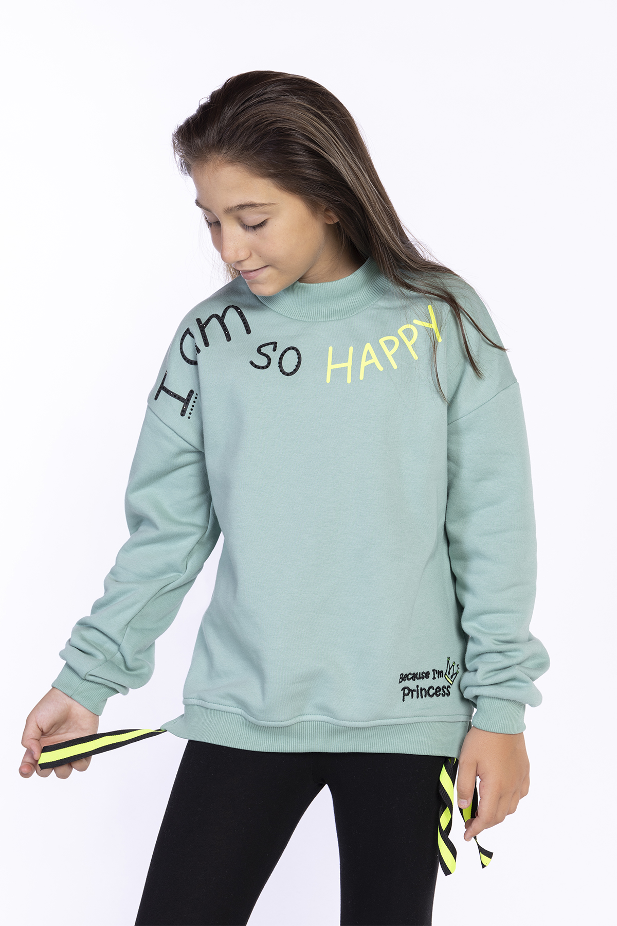 Toontoy Kız Çocuk Balıkçı Yaka İçi Pamuklu Sweatshirt