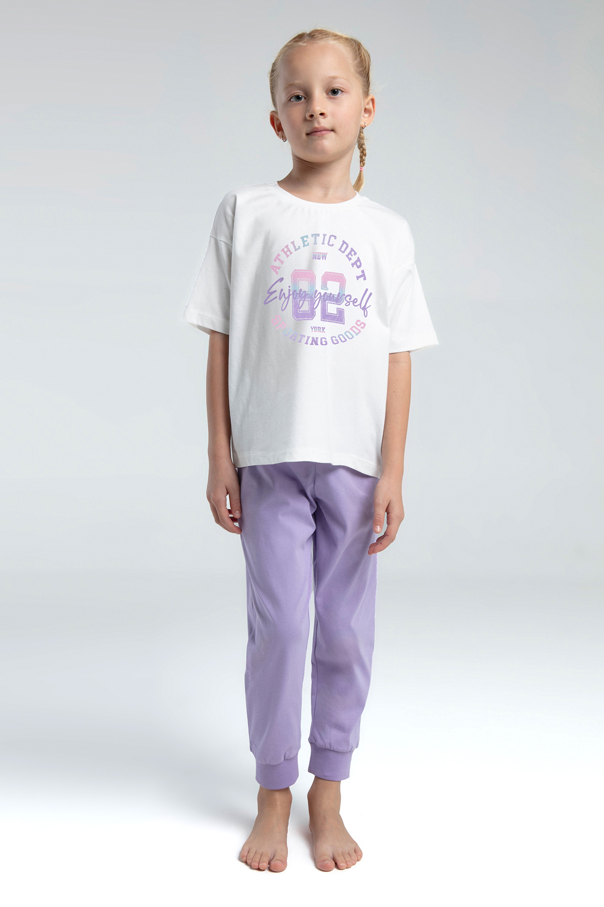 Toontoy Kız Çocuk Önü  Baskılı Pijama Takım 14098