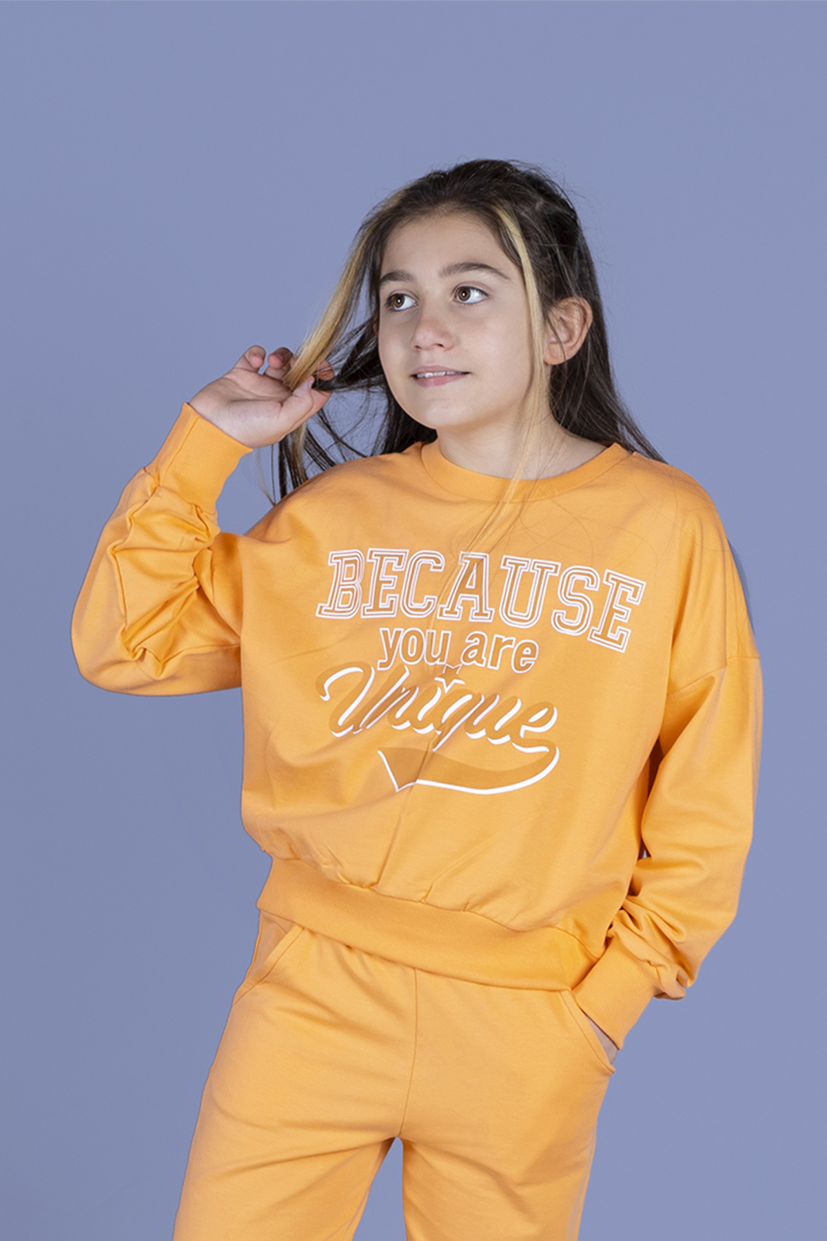 Toontoy Kız Çocuk Baskılı Düşük Kol Sweatshirt
