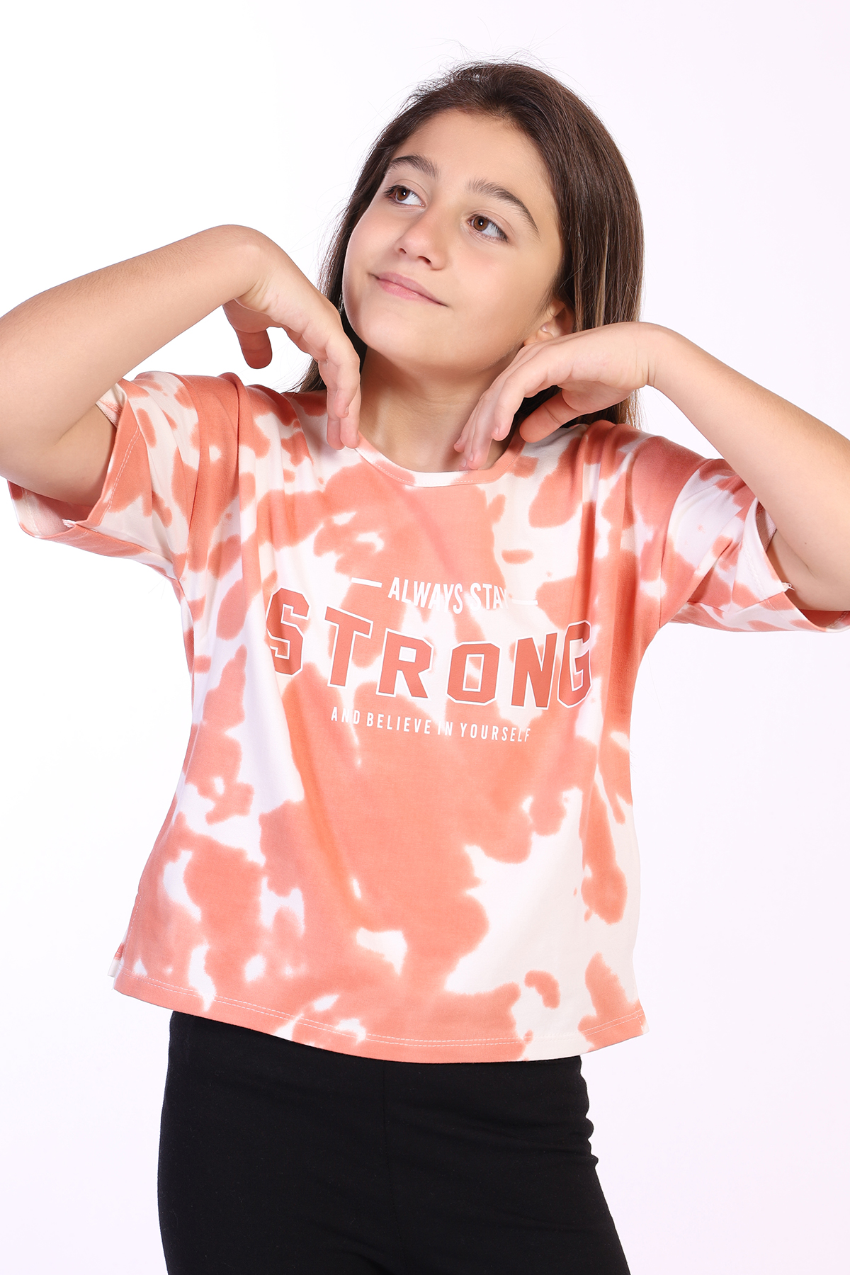 Toontoy Kız Çocuk Strong Baskılı Batikli Tişört