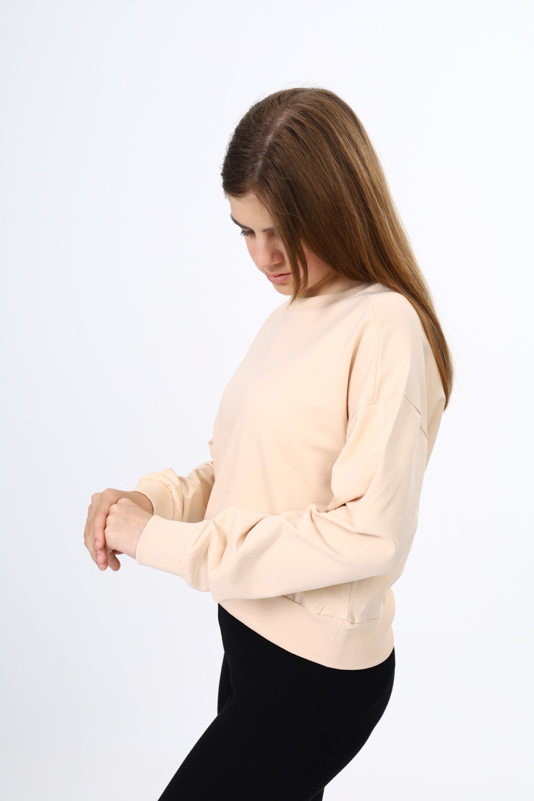 Toontoy Kız Çocuk Düşük Omuz Gazeli  Okul Sweatshirt