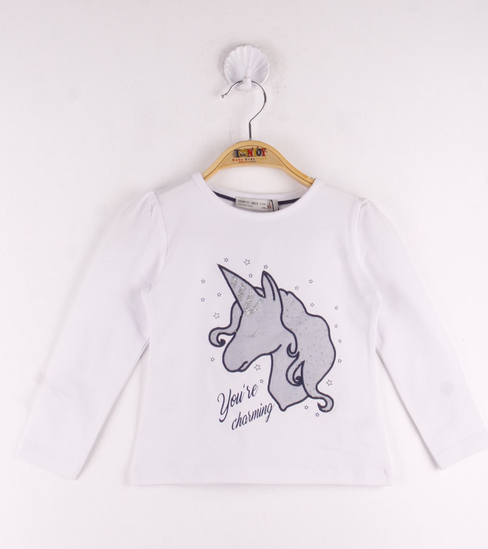 Toontoy Kız Çocuk Tişört Unicorn Nakışlı