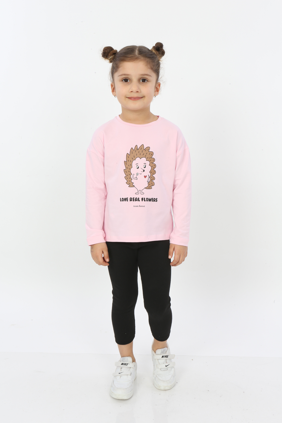Toontoy Kız Çocuk Kirpi Baskılı Tişört