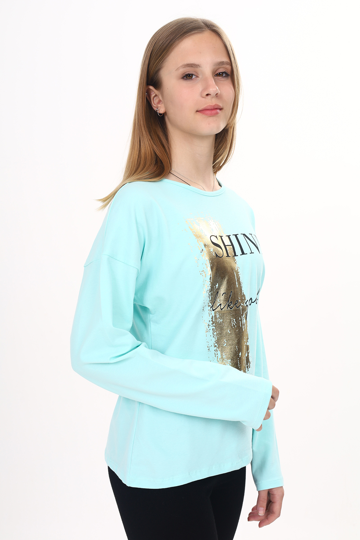 Toontoy Kız Çocuk Sweatshirt Shine Varak Baskılı