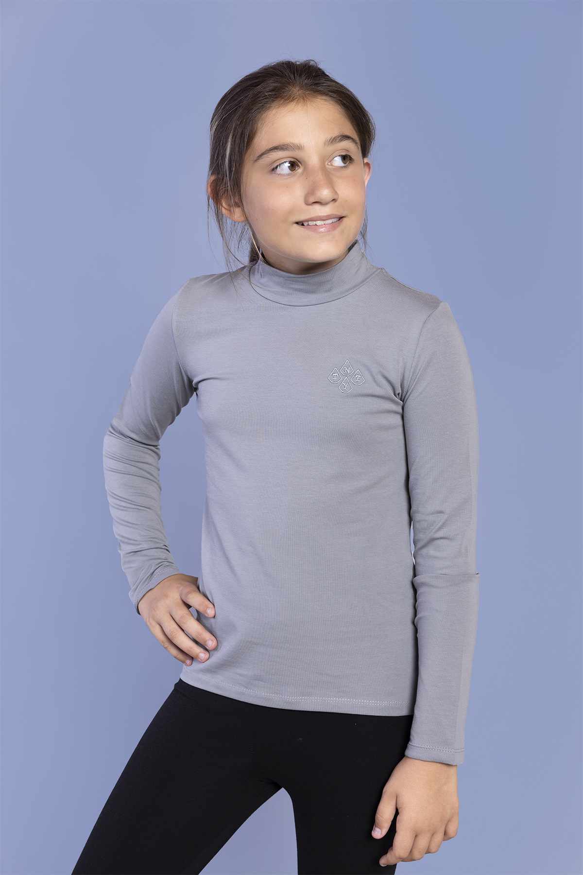 Toontoy  Kız Çocuk Nakışlı Balıkçı Yaka Okul Tişörtü