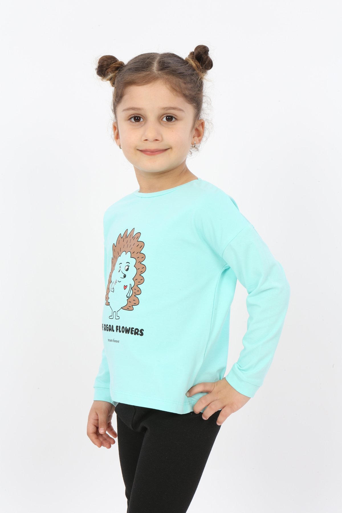 Toontoy Kız Çocuk Kirpi Baskılı Tişört