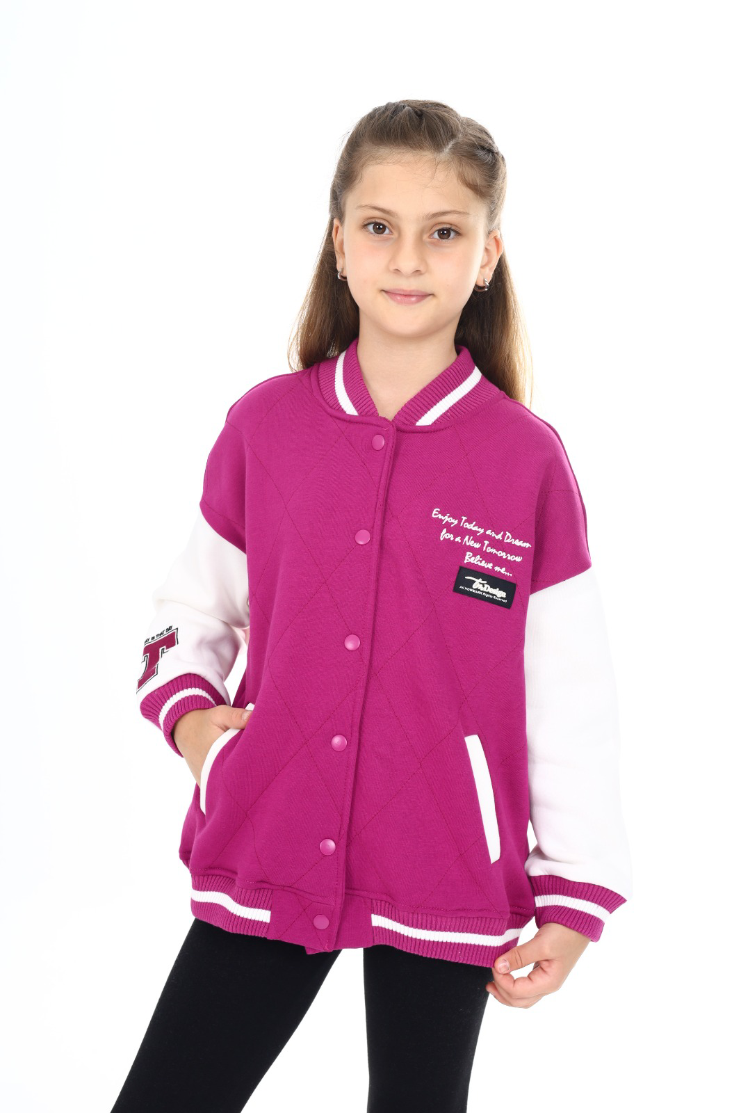 Toontoy Kız Çocuk Büzgülü Balon Kol Elbise