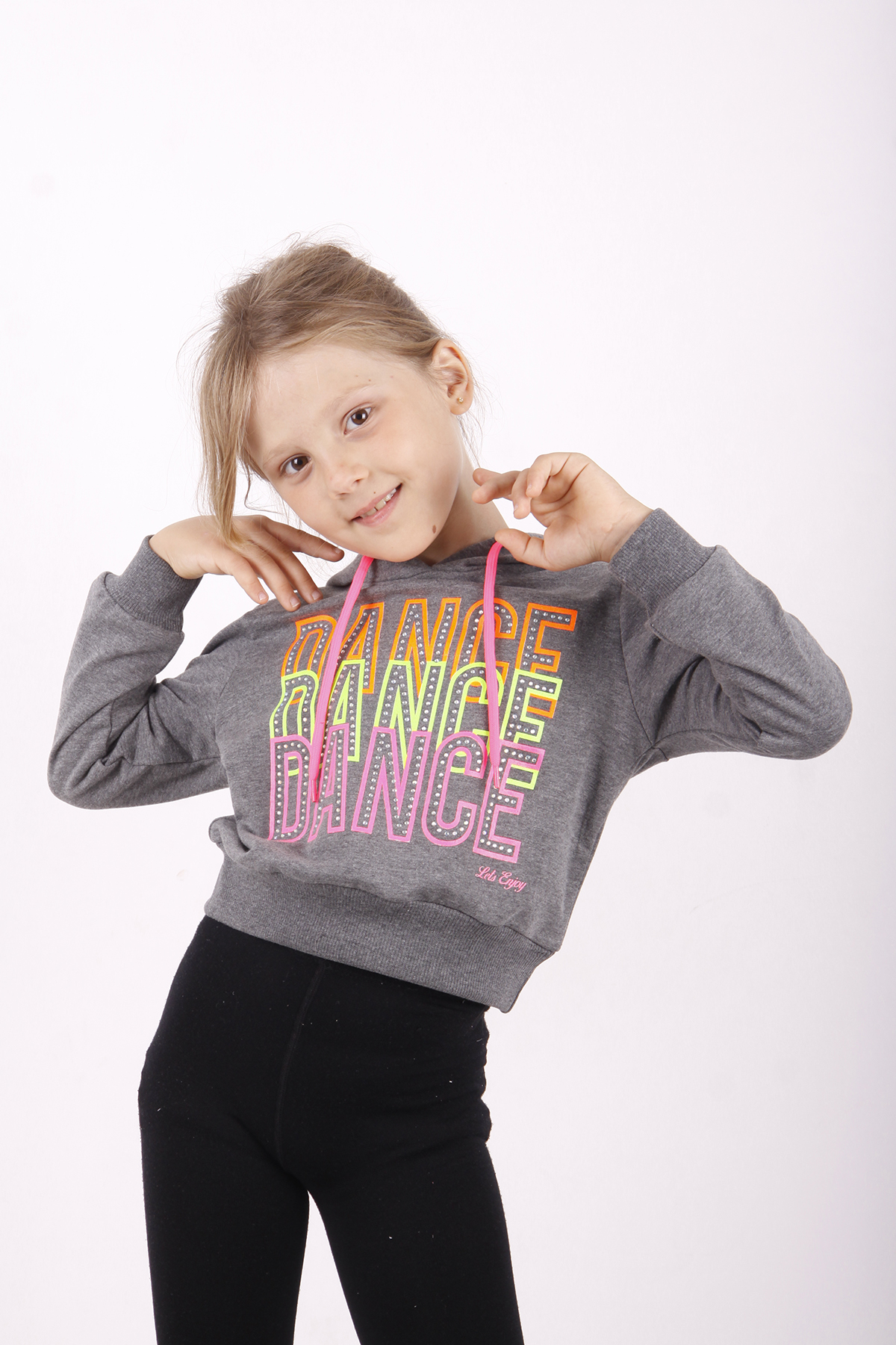 Toontoy Kız Çocuk Dance Baskılı Kapüşonlu Sweatshirt