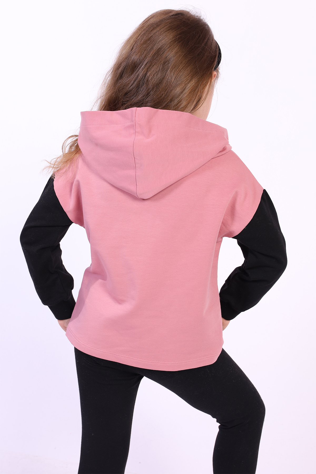 Toontoy Kız Çocuk Kapüşonlu Blok Renkli Sweatshirt