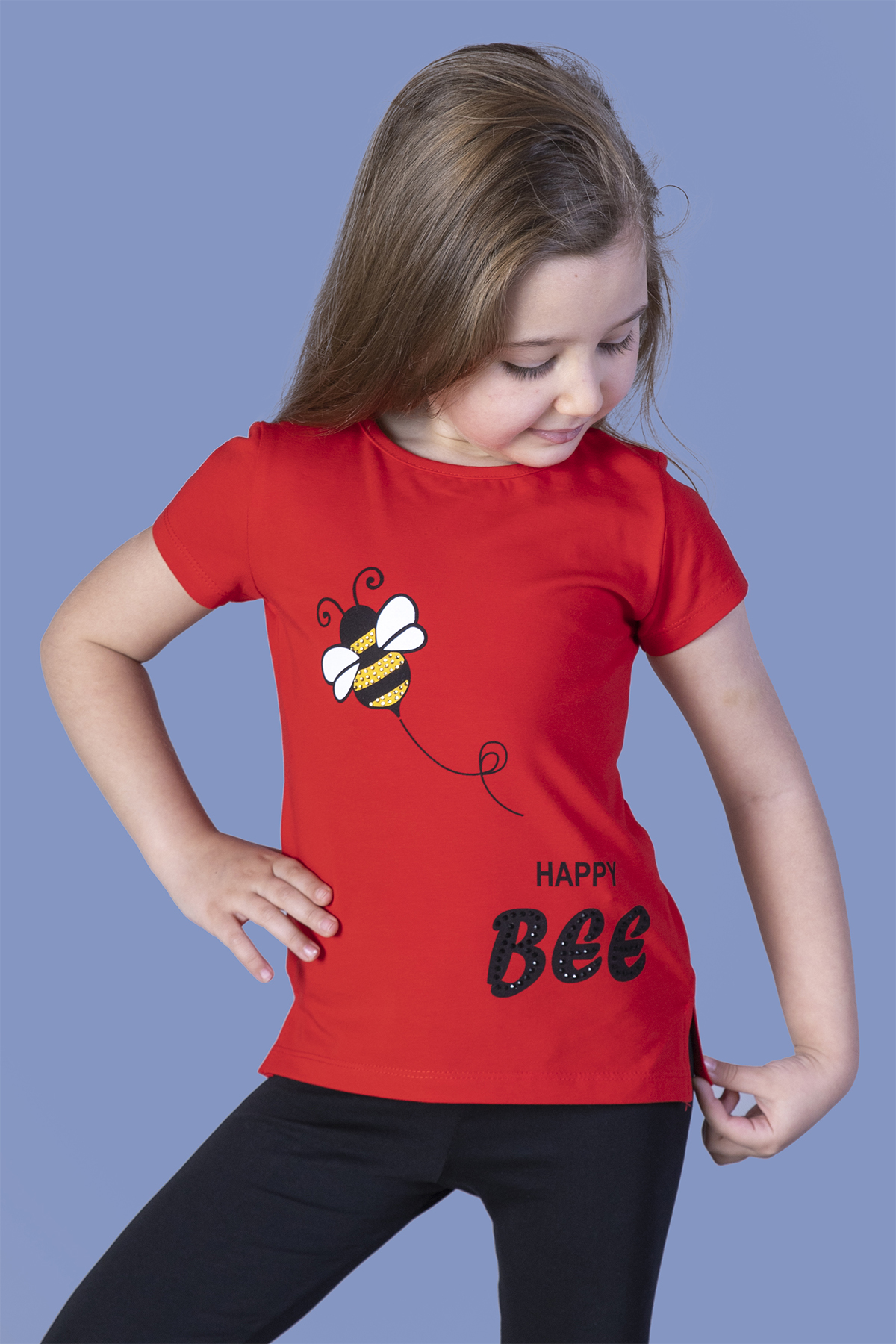 Toontoy Kız Çocuk Arı Baskılı Tişört