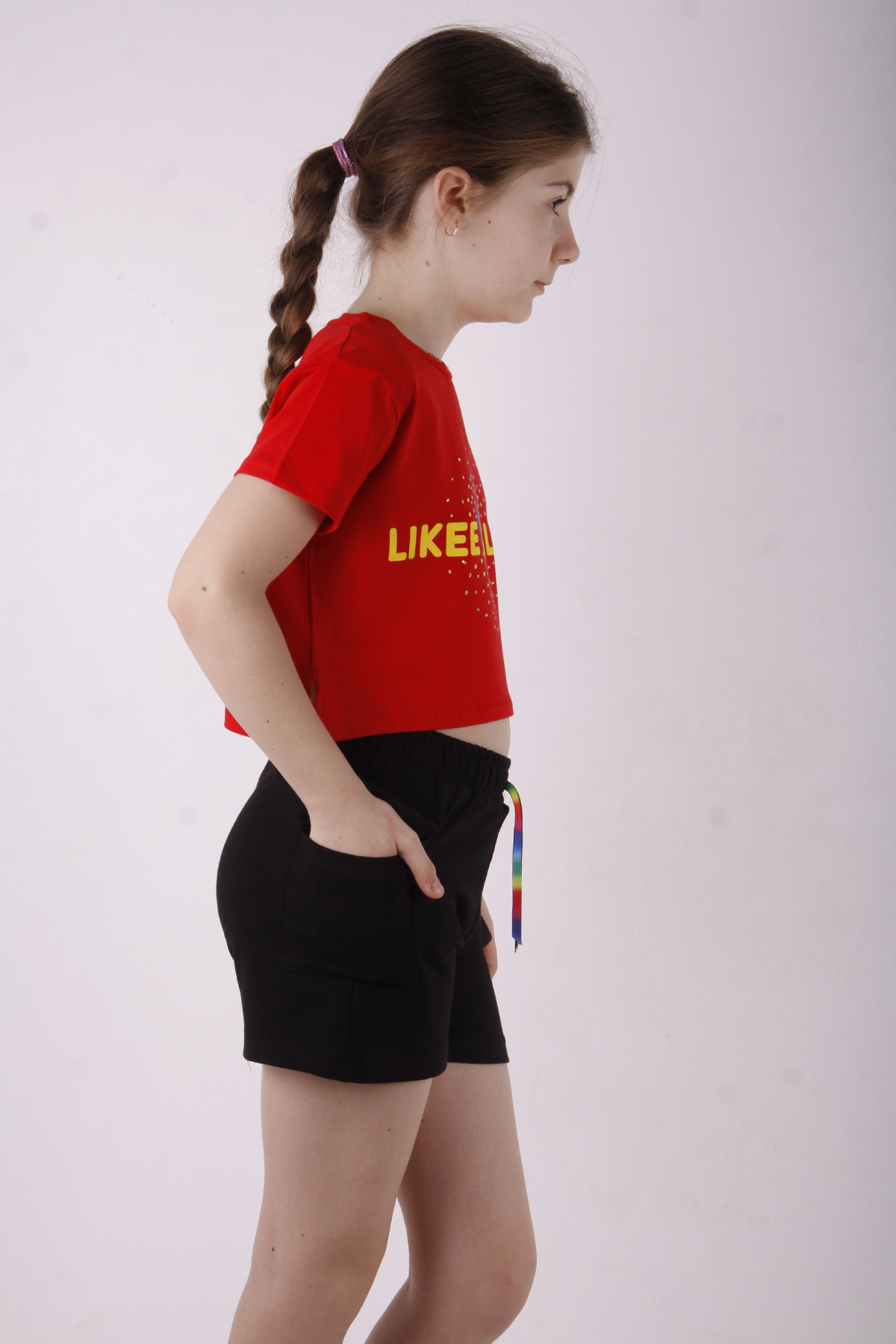 Toontoy Kız Çocuk Likee Baskılı Cebi Şortlu Takım