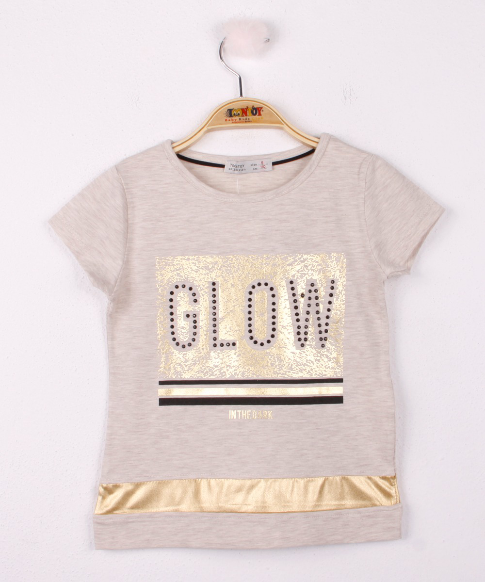 Toontoy Kız Çocuk Glow Baskılı Tişört