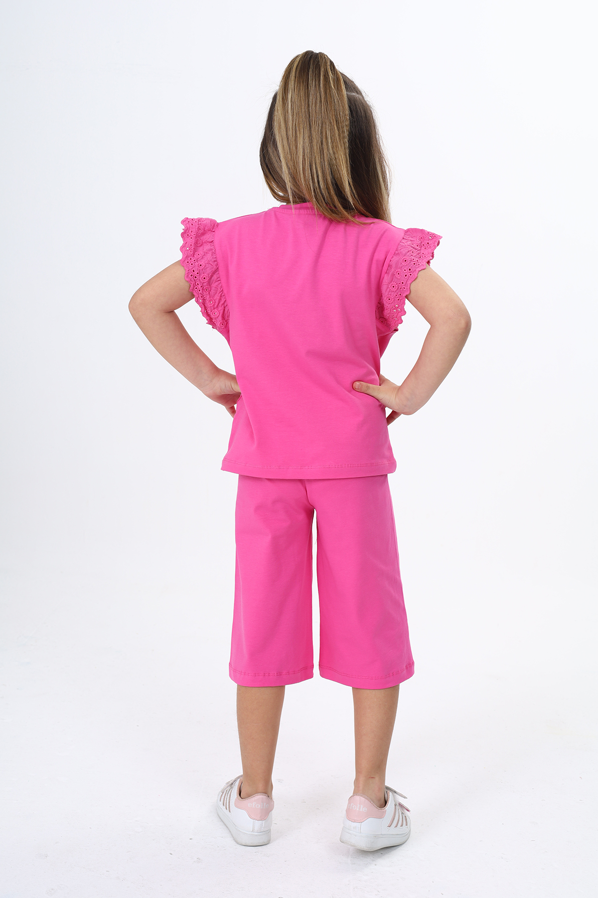 Toontoy Kız Çocuk Kol Güpür Detaylı Kaprili Takım