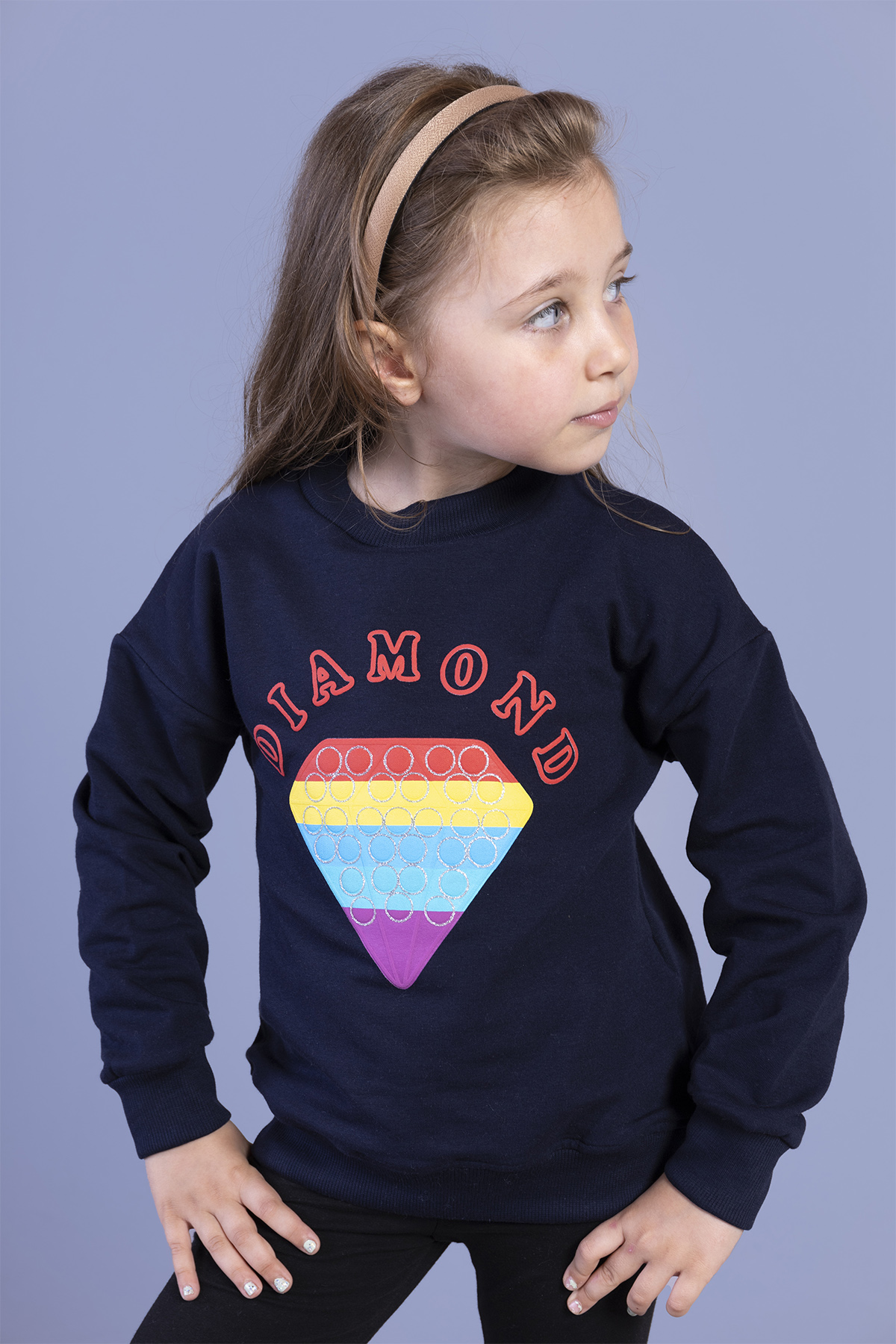 Toontoy Kız Çocuk Popıt Baskılı İçi Pamuklu Sweatshirt