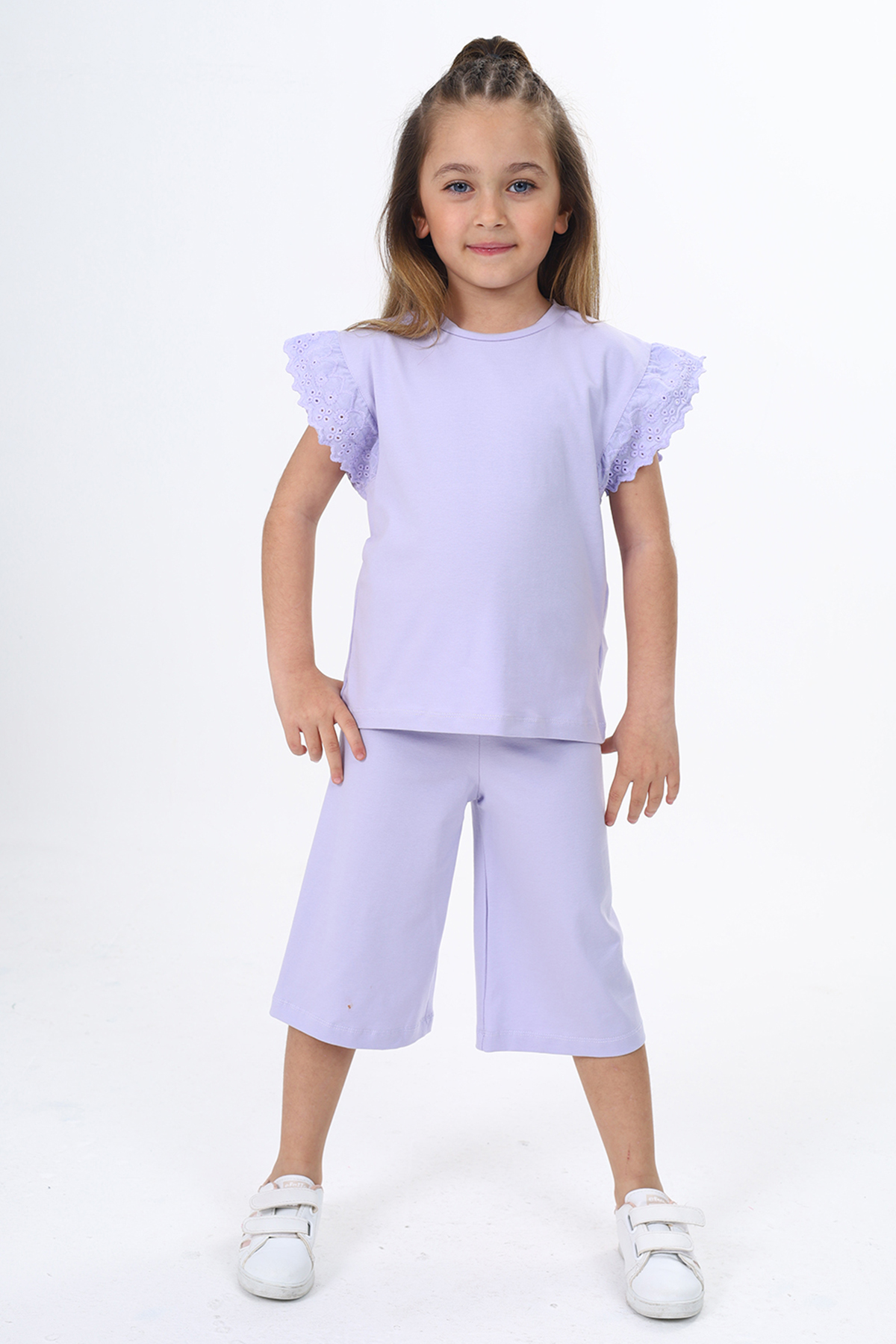 Toontoy Kız Çocuk Kol Güpür Detaylı Kaprili Takım