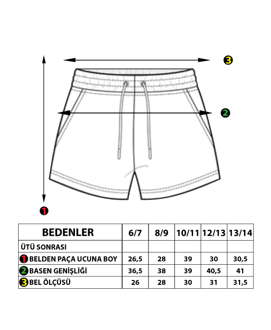 Toontoy  Kız Çocuk İki Yanı Cepli Arkası Baskı Detaylı Şort