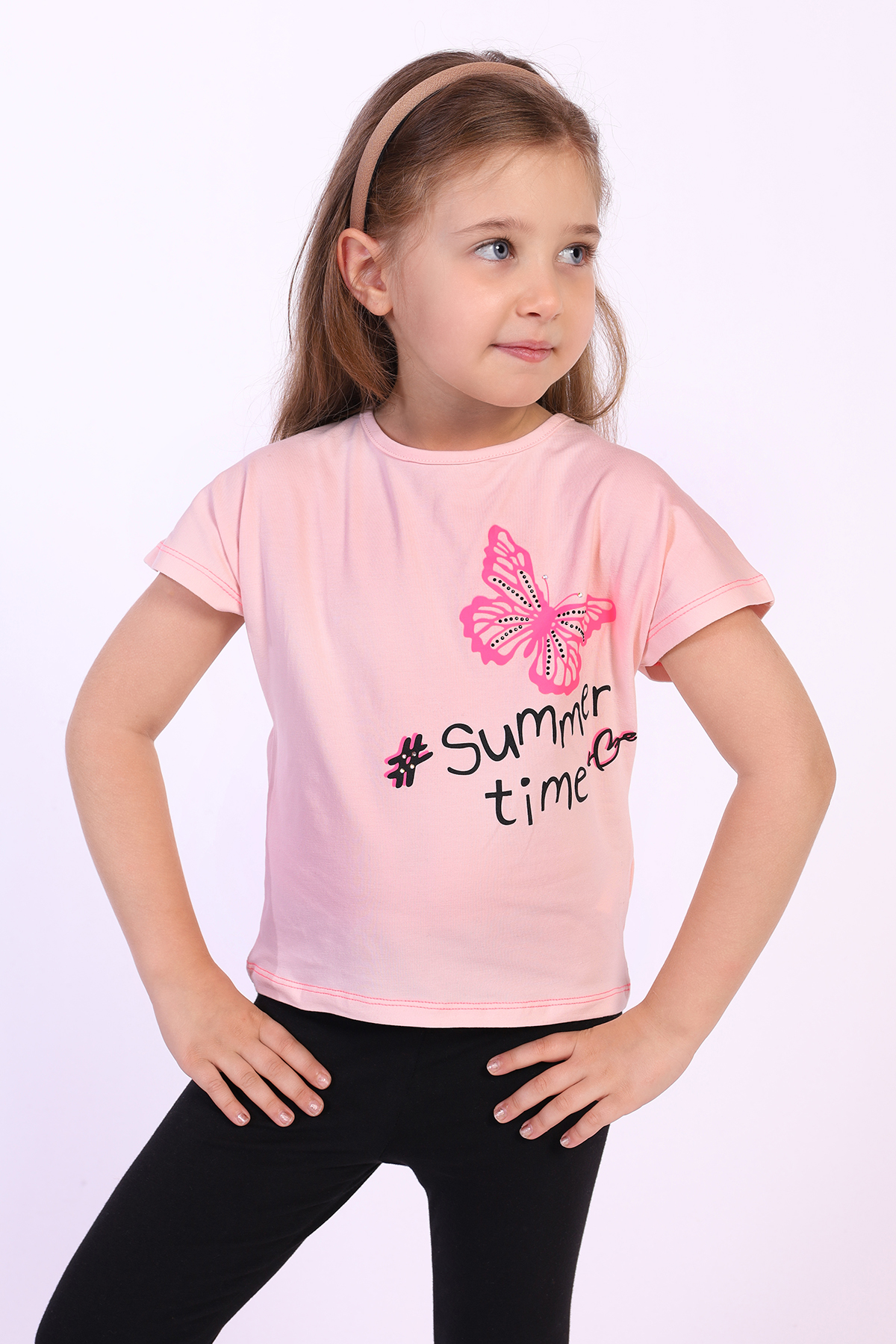Toontoy Kız Çocuk Summer Time Baskılı Tişört