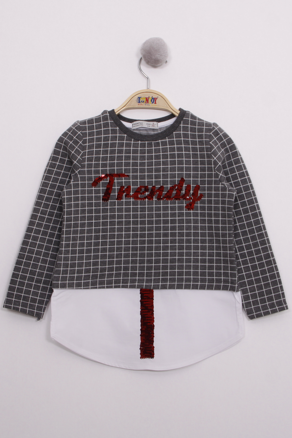 Toontoy Kız Çocuk Trendy Pullu Nakış Sweatshirt