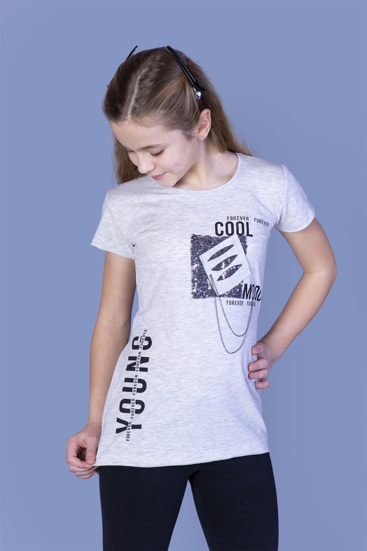 Toontoy Kız Çocuk T-Shirt Göğsü Lazer Kesim