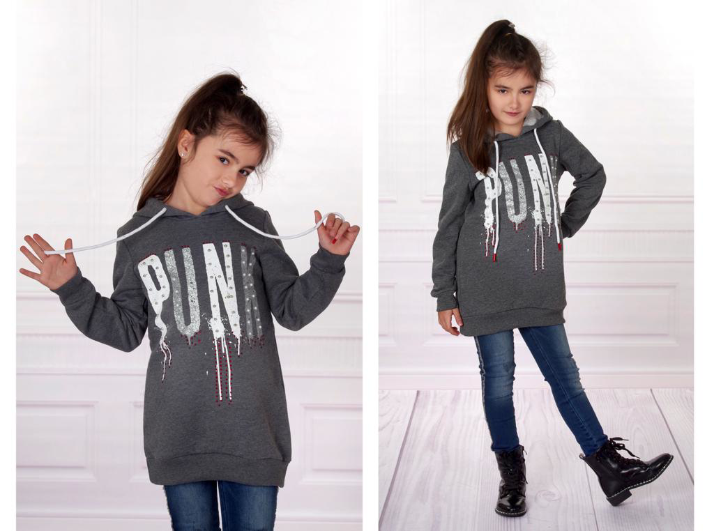Toontoy Kız Çocuk Sweatshirt Kapşonlu Punk Baskılı