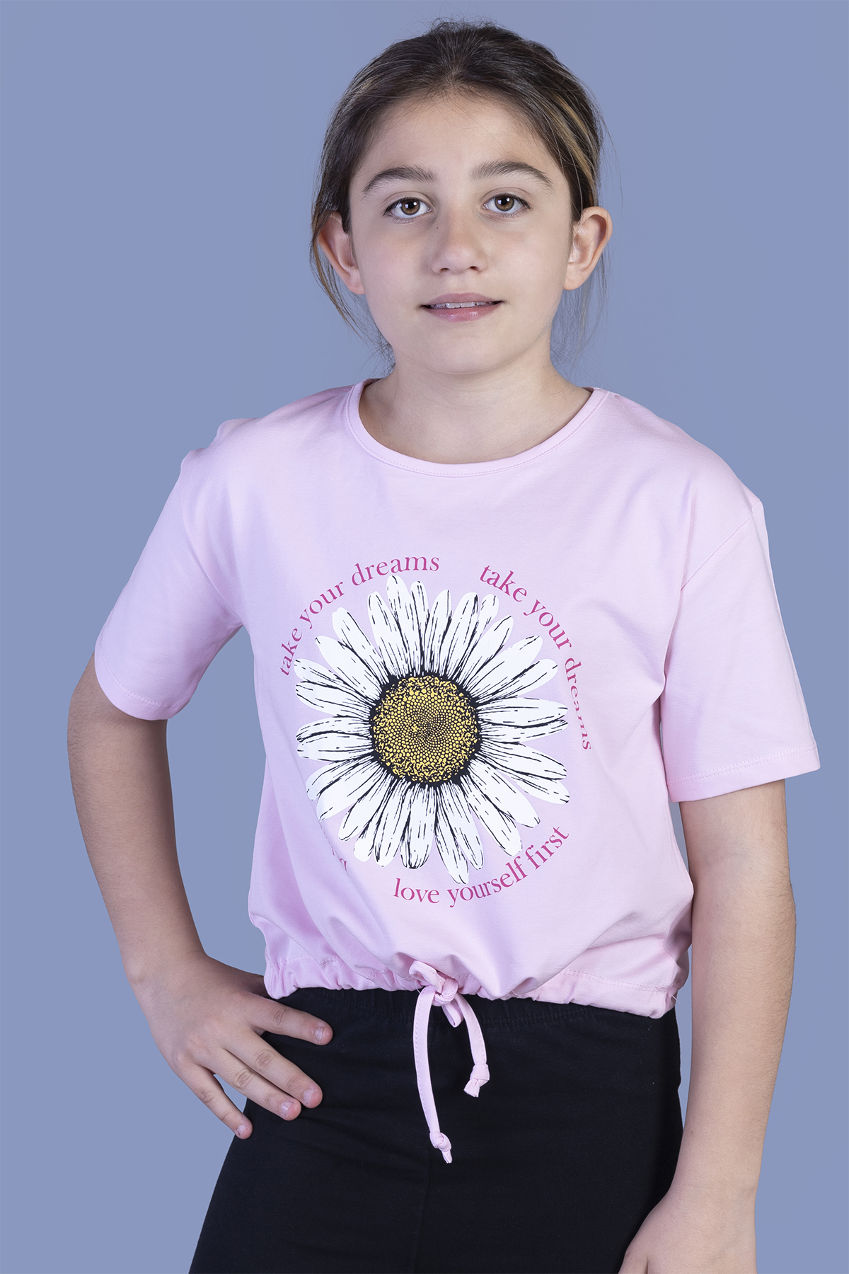 Toontoy Kız Çocuk Papatya Desenli Tişört