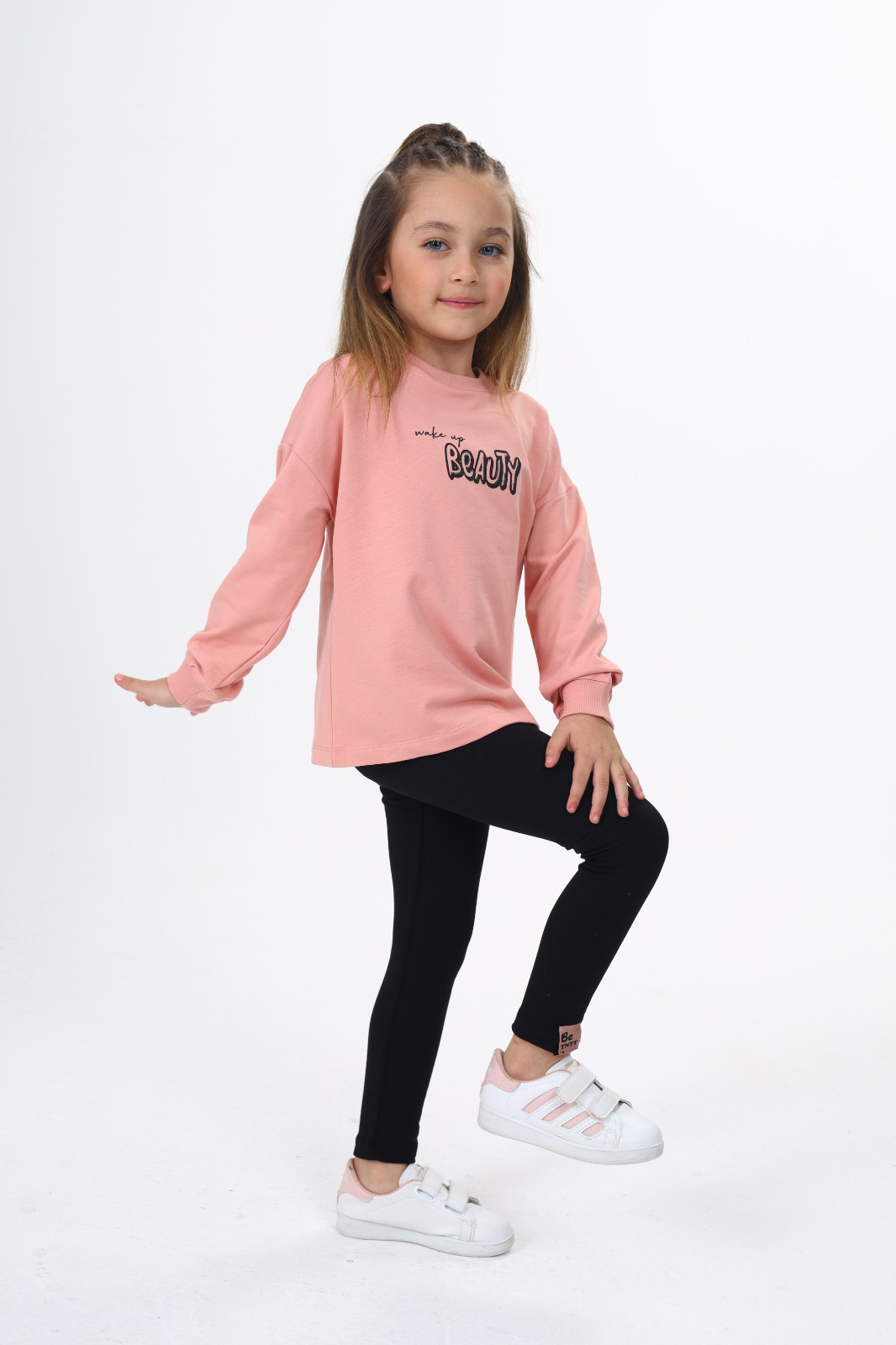 Toontoy Kız Çocuk  Beauty Baskılı Taytlı Takım