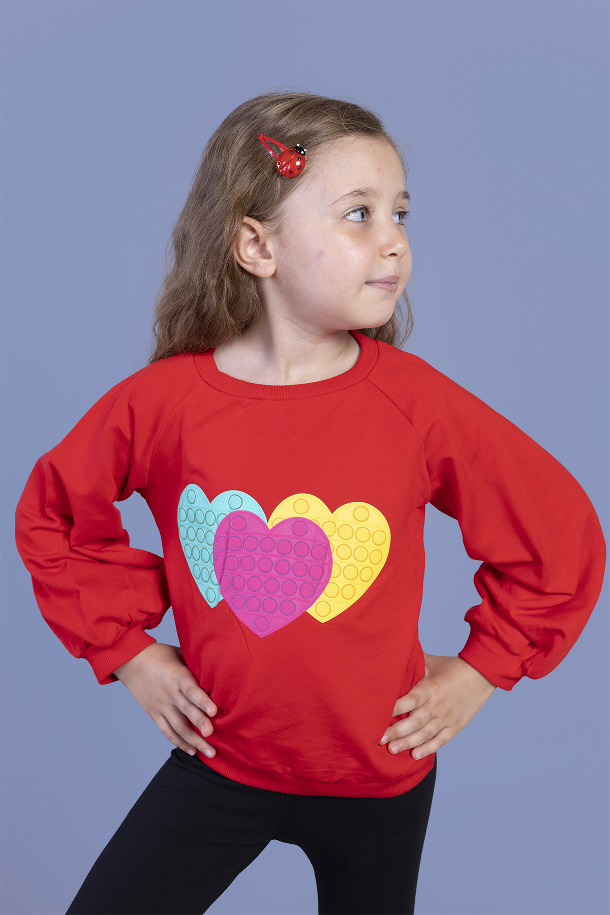 Toontoy Kız Çocuk Popıt Desenli Sweatshirt