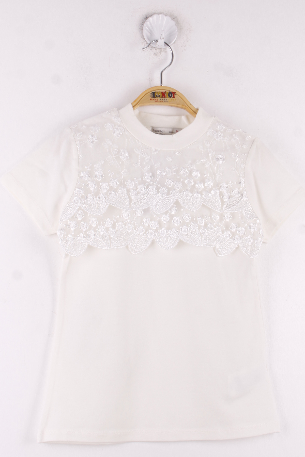 Toontoy Kız Çocuk Önü Dantelli T-Shirt