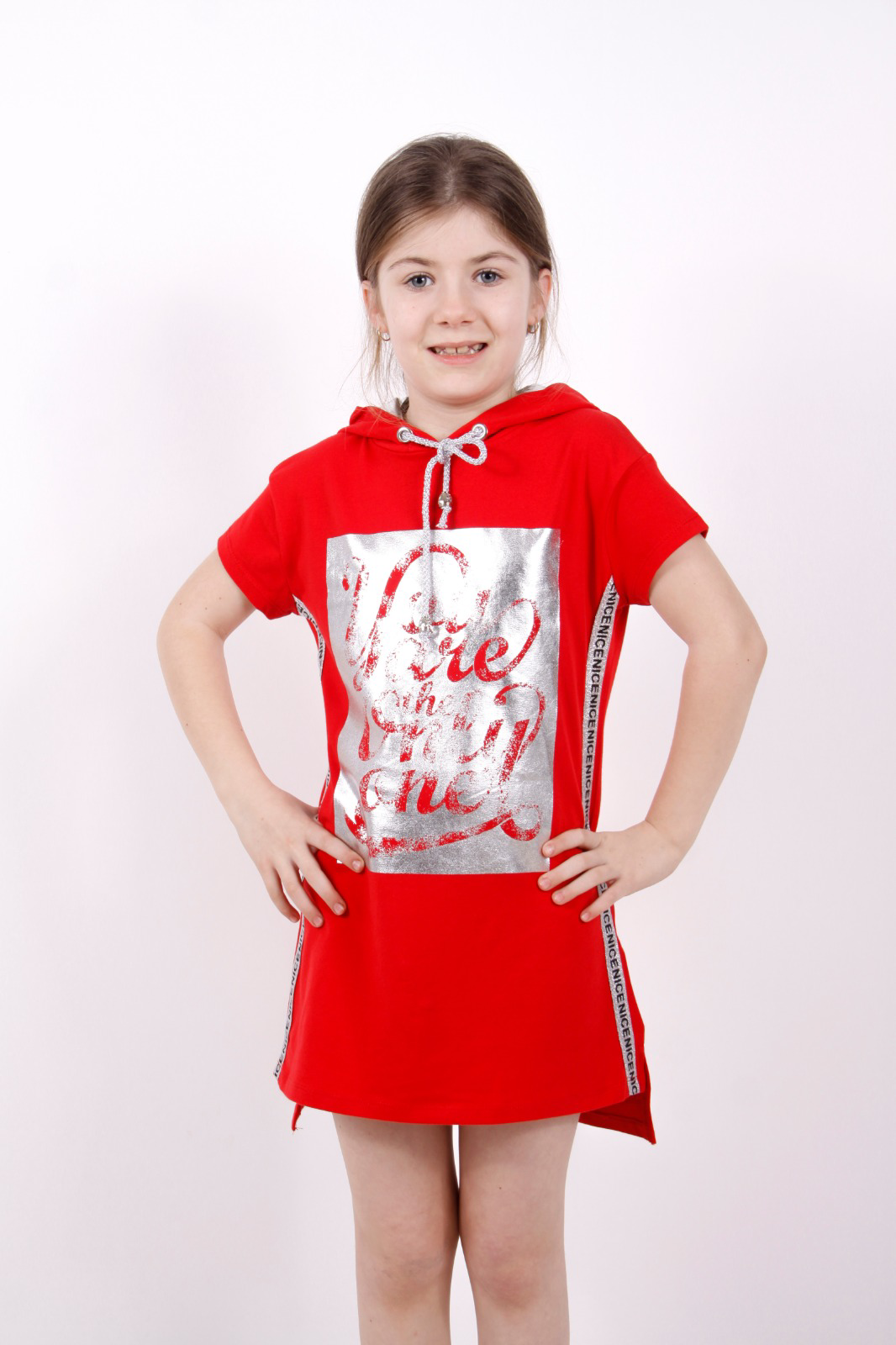 Toontoy Kız Çocuk Varak Baskılı Kapşonlu T-Shirt