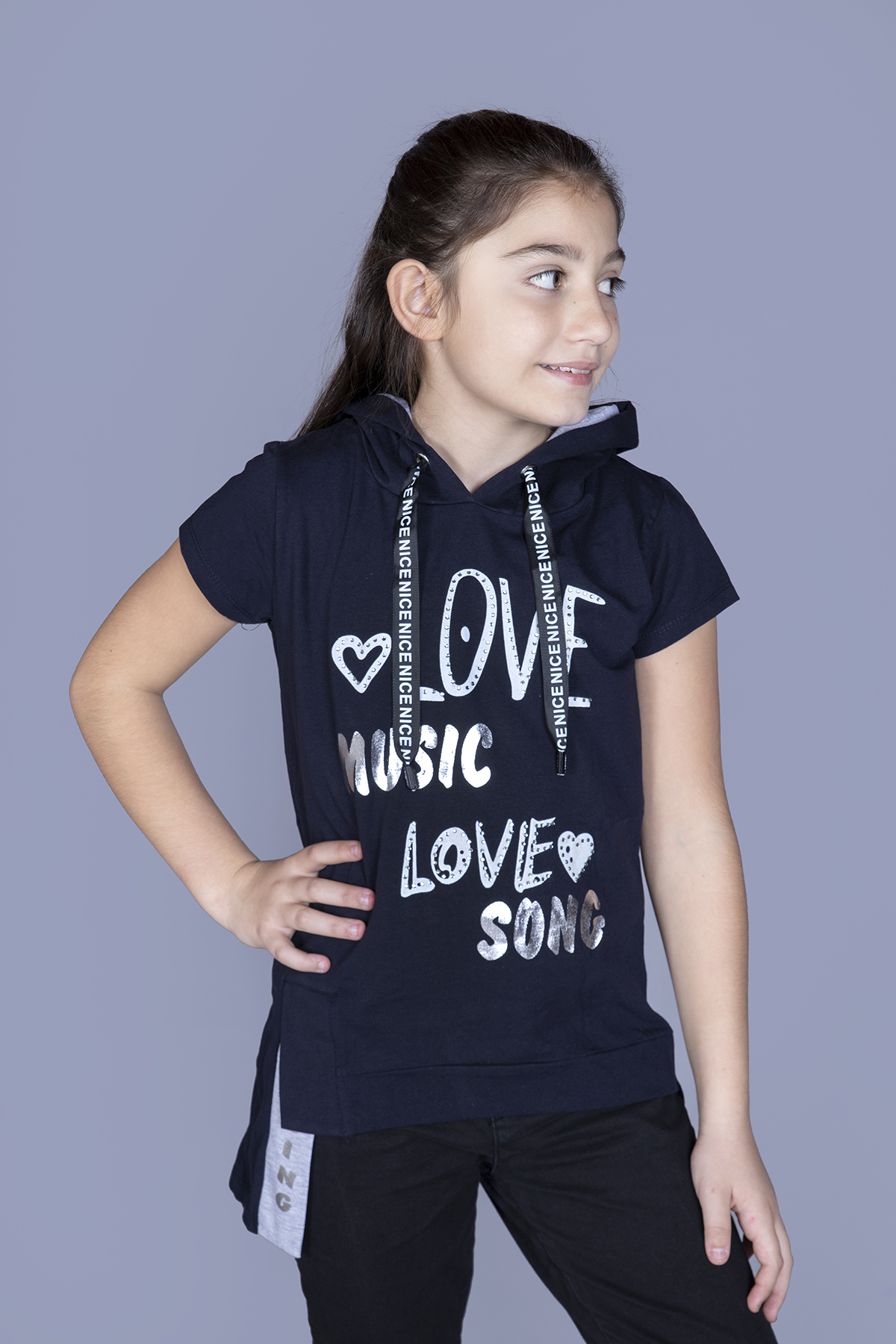 Toontoy Kız Çocuk Beauty Love Baskılı Elbise