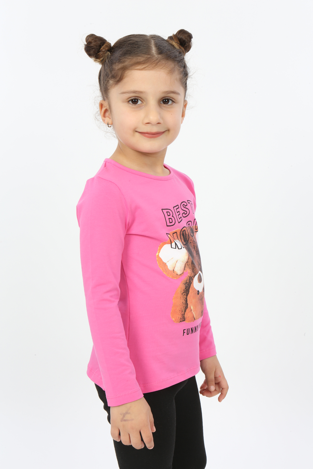 Toontoy Kız Çocuk Best Mood Ayıcık Baskılı Tişört