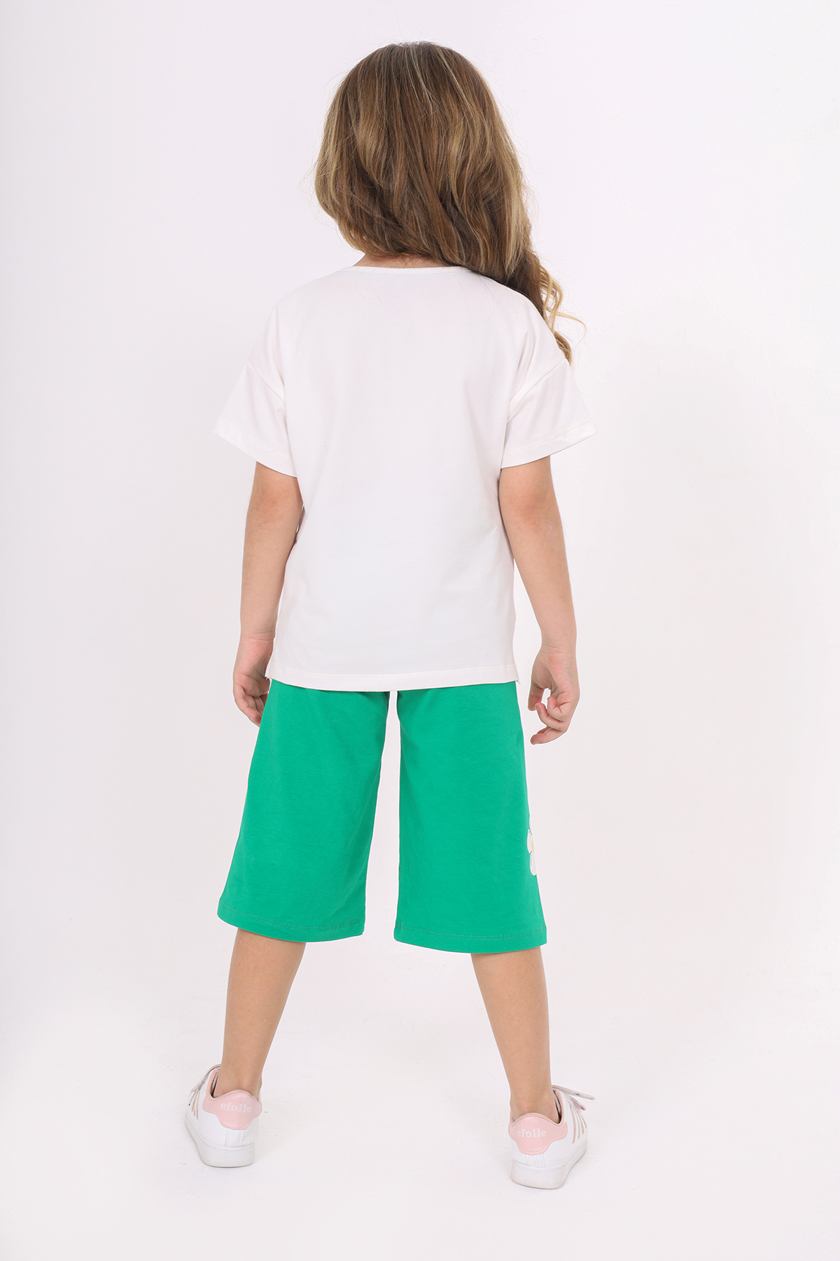 Toontoy Kız Çocuk Çiçek Yazı Baskılı Kaprili Takım