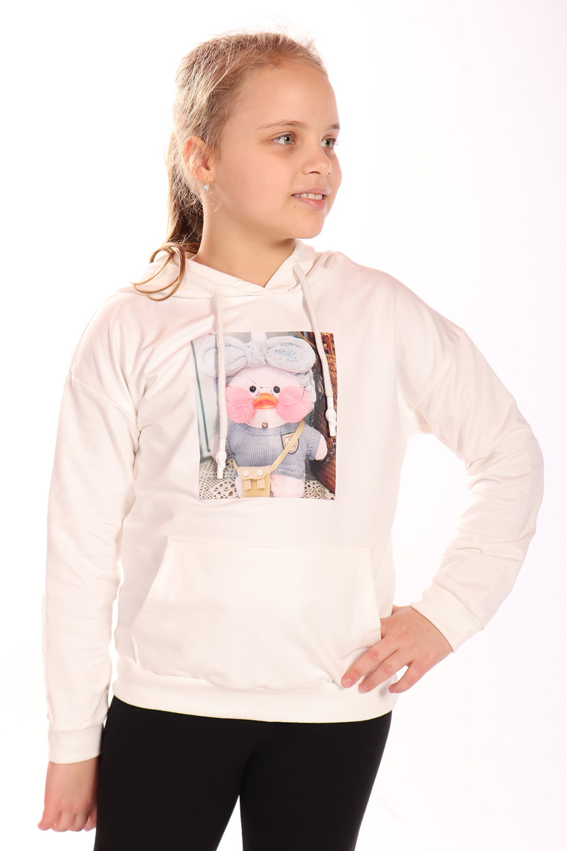 Toontoy Kız Çocuk  Ördek Baskılı Sweatshirt