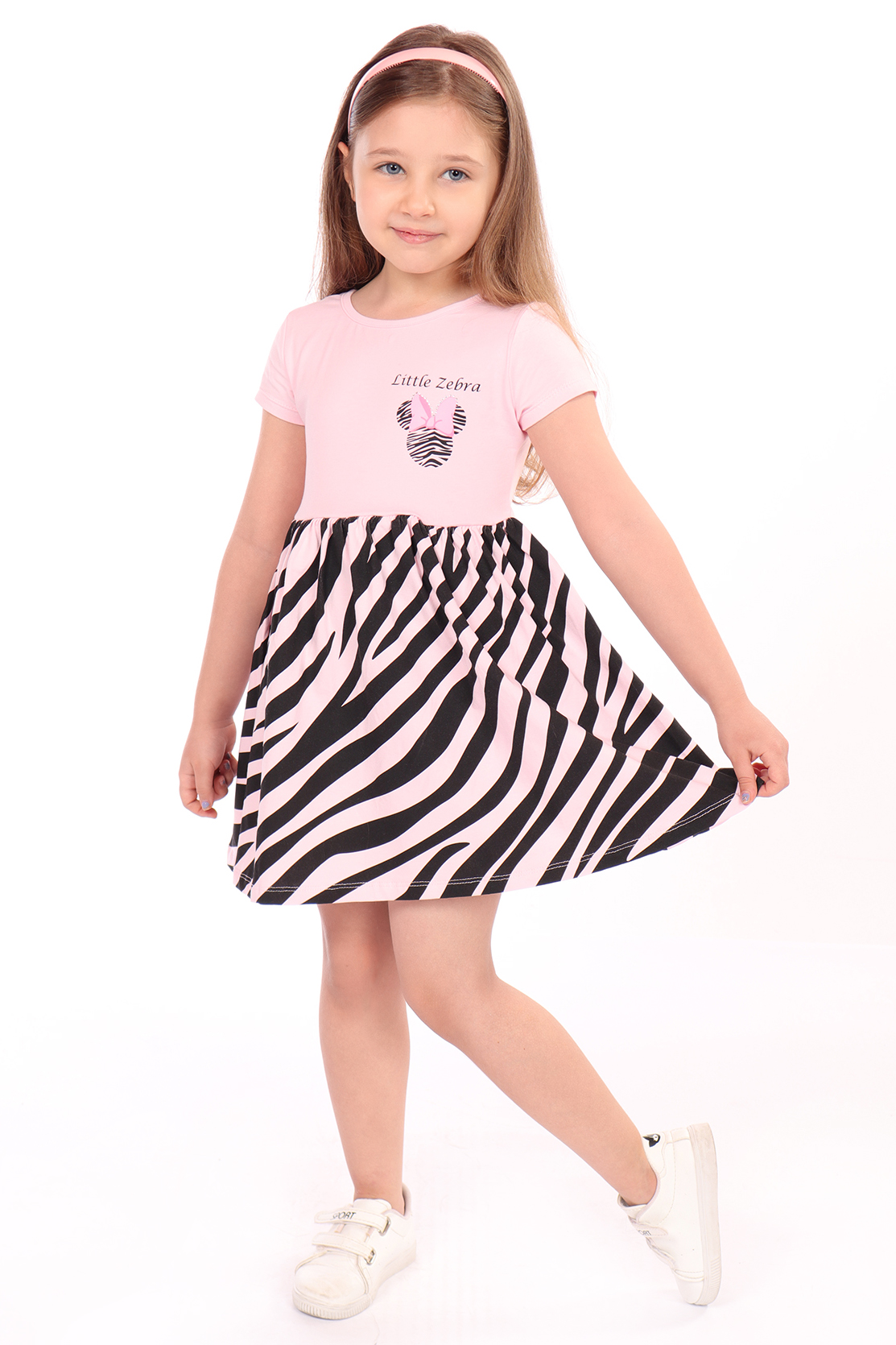 Toontoy Kız Çocuk Little Yazılı Etek Kısmı Zebra Desen Baskılı El