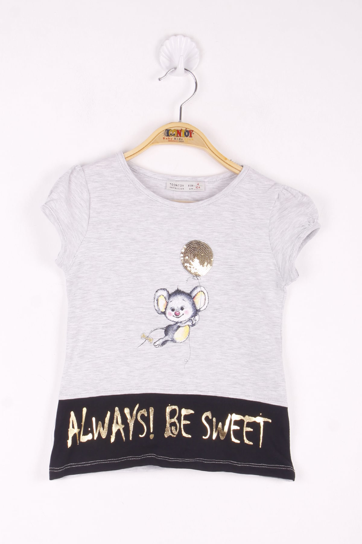Toontoy Kız Çocuk Pul İşlemeli Baskılı T-Shirt