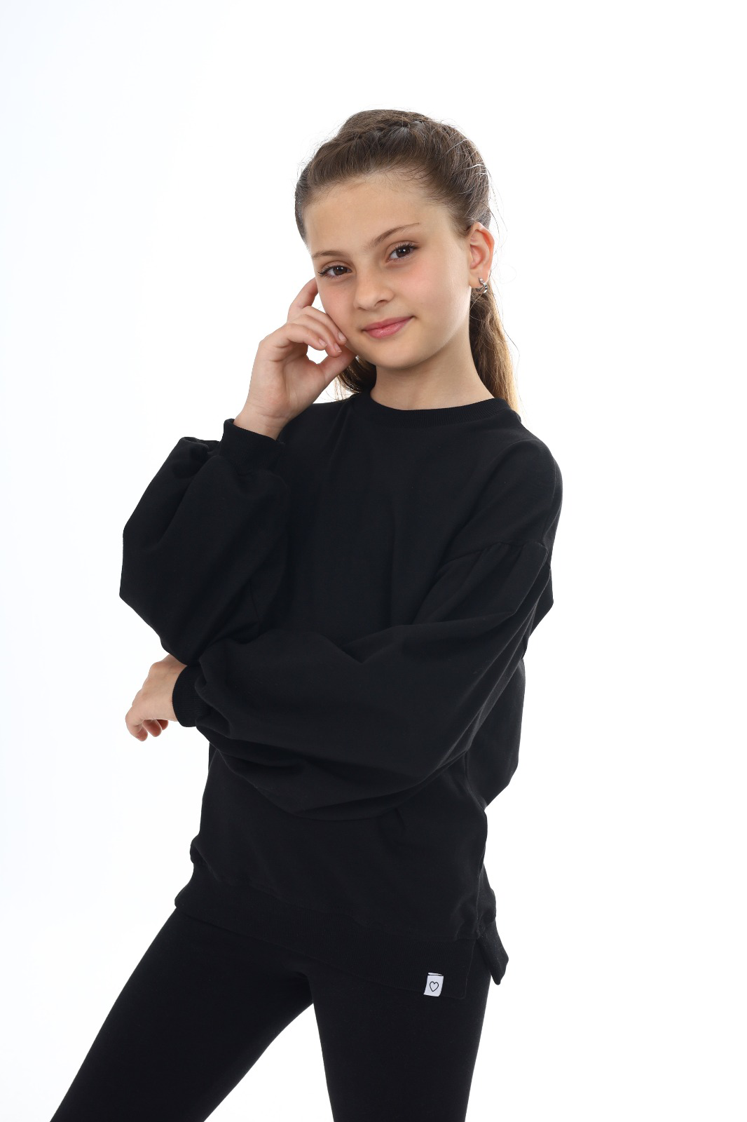 Toontoy Kız Çocuk Kolları Balon Okul Sweatshirt