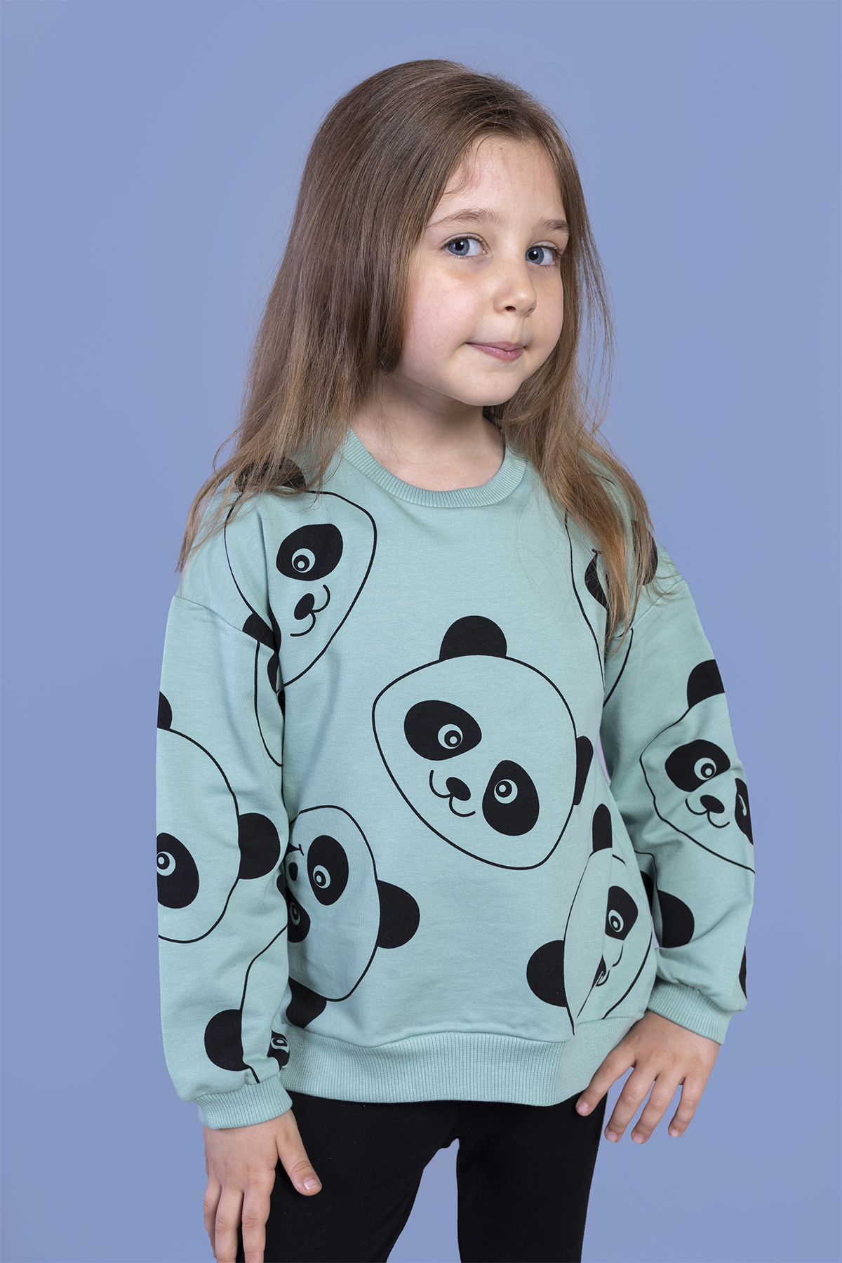 Toontoy Kız Çocuk Panda Baskılı Sweatshirt