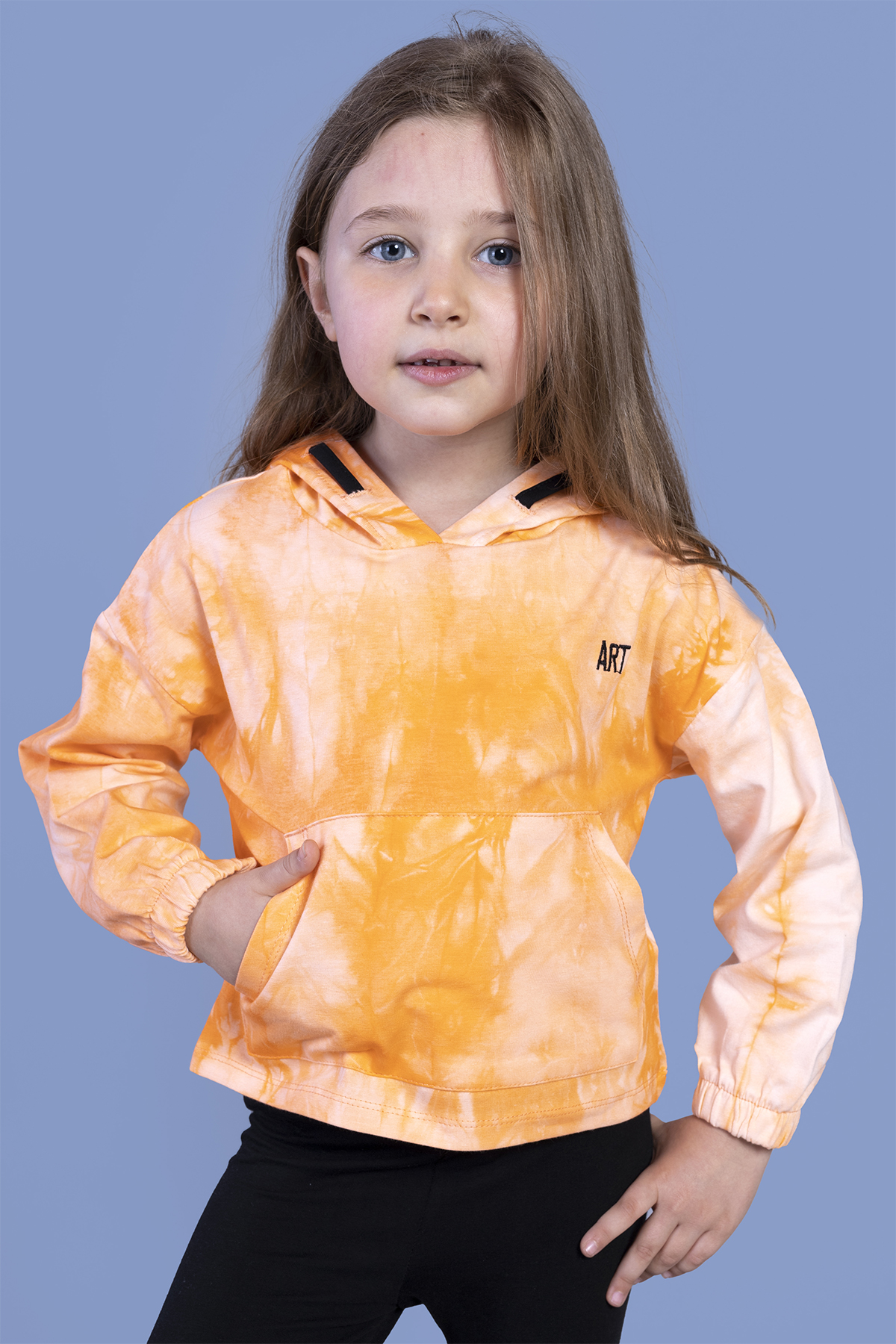 Toontoy Kız Çocuk Batik Desenli Kapüşonlu Sweatshirt
