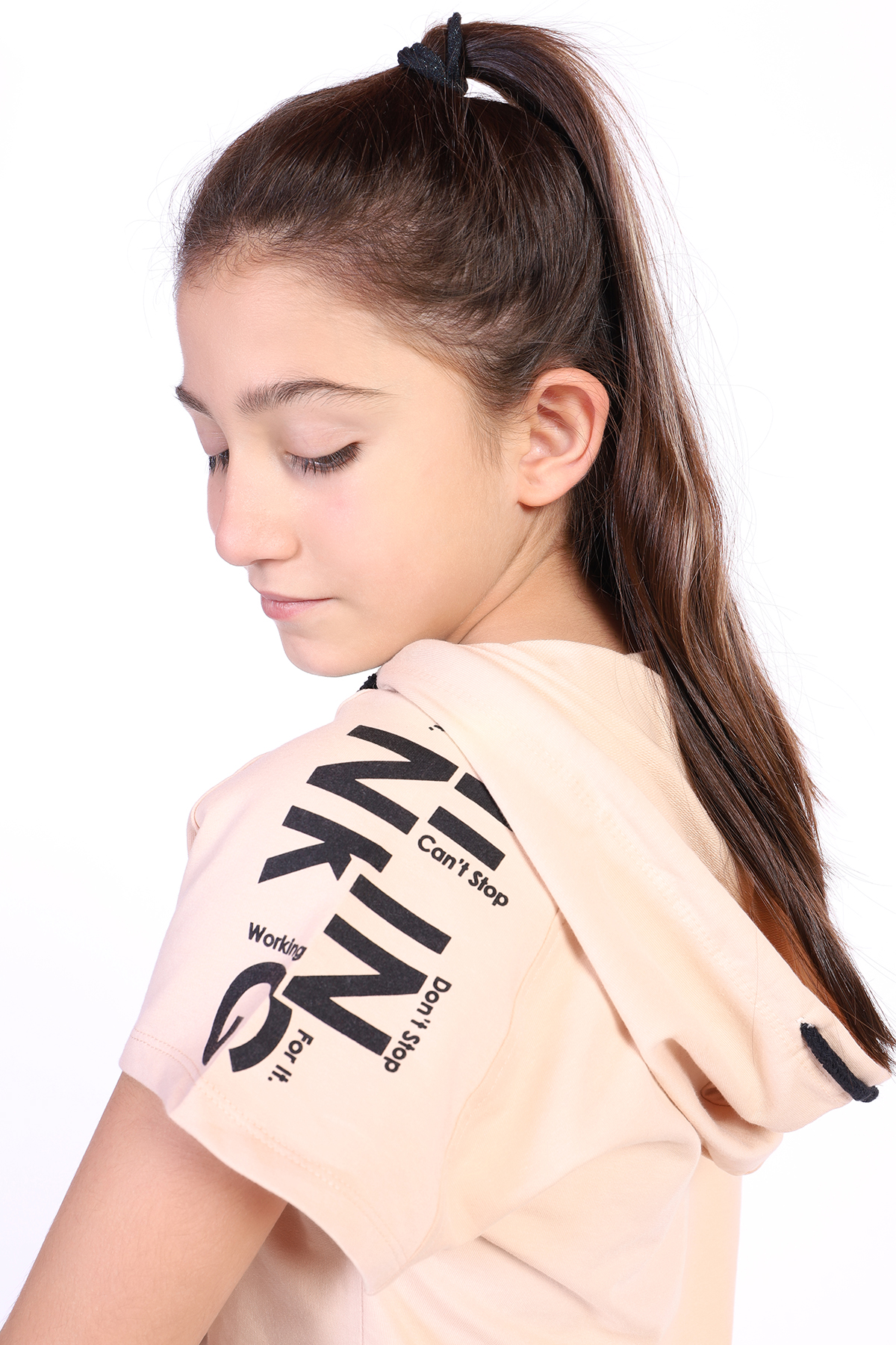 Toontoy Kız Çocuk T-Shirt Yaka İnci Taş
